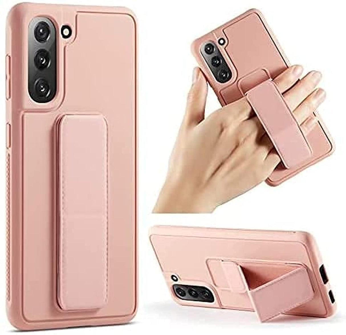 جراب وغطاء خلفي 3 في 1 لهاتف سامسونج جالاكسي S22 بلس من يو ويل مع حامل مغناطيسي ومقبض يد (برتقالي منعش)