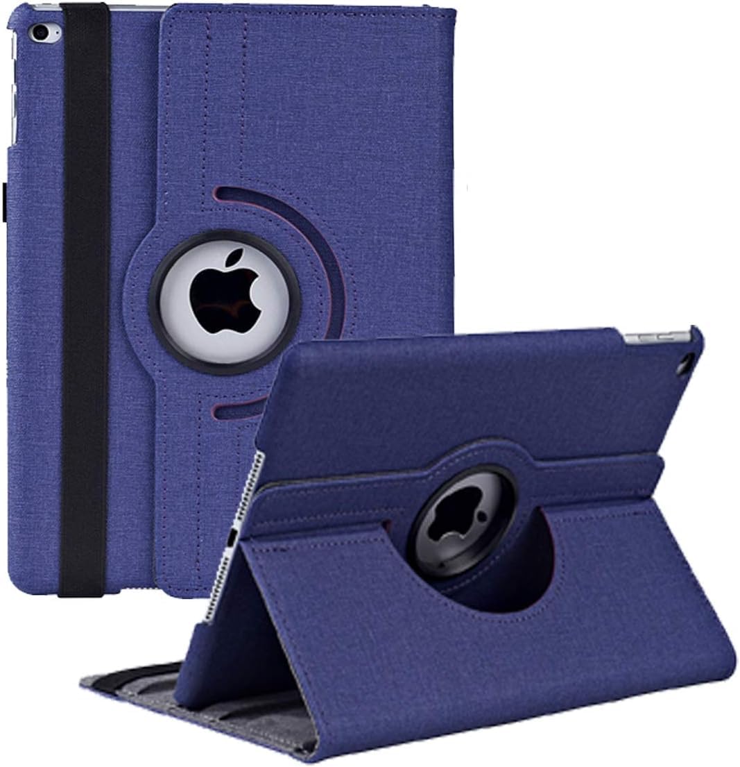 جراب دوار AWH لجهاز iPad 9.7 بوصة 2018 2017 / iPad Air 2 - جراب ذكي يدور 360 درجة مع خاصية السكون والاستيقاظ التلقائي لجهاز Apple iPad 9.7 بوصة (الجيل السادس والجيل الخامس) / iPad Air - أزرق داكن