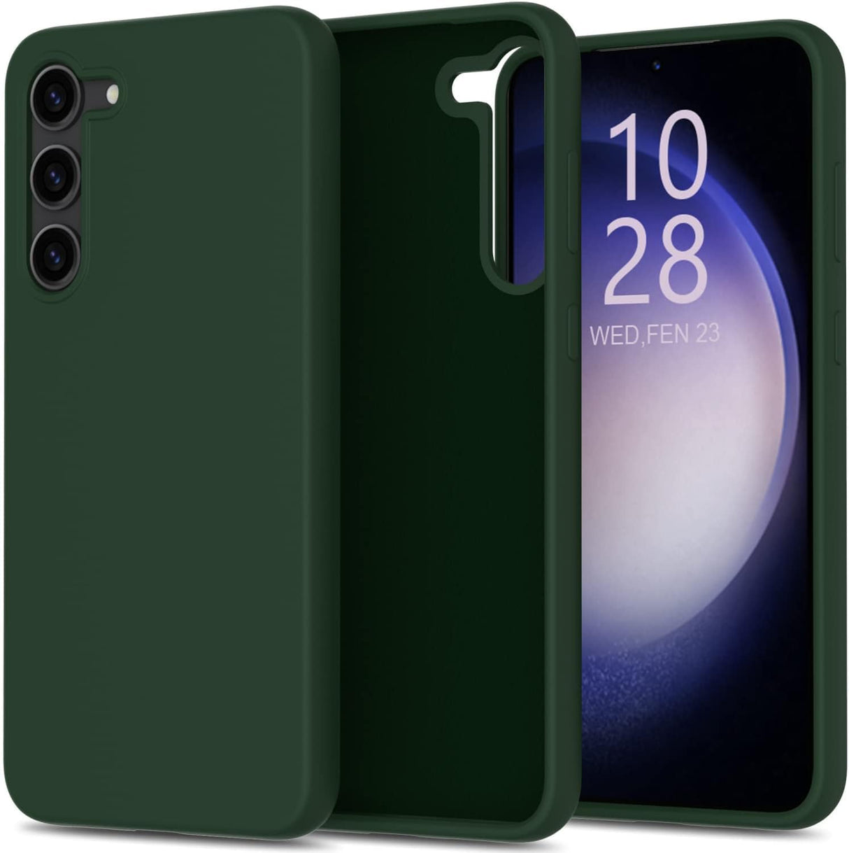 جراب AWH لهاتف Galaxy S23+ Plus - غطاء سيليكون سائل حريري خفيف الوزن وخفيف الوزن - بطانة من الألياف الدقيقة مقاومة للخدش - مصمم للنساء والفتيات - جراب هاتف واقٍ (أخضر غامق)