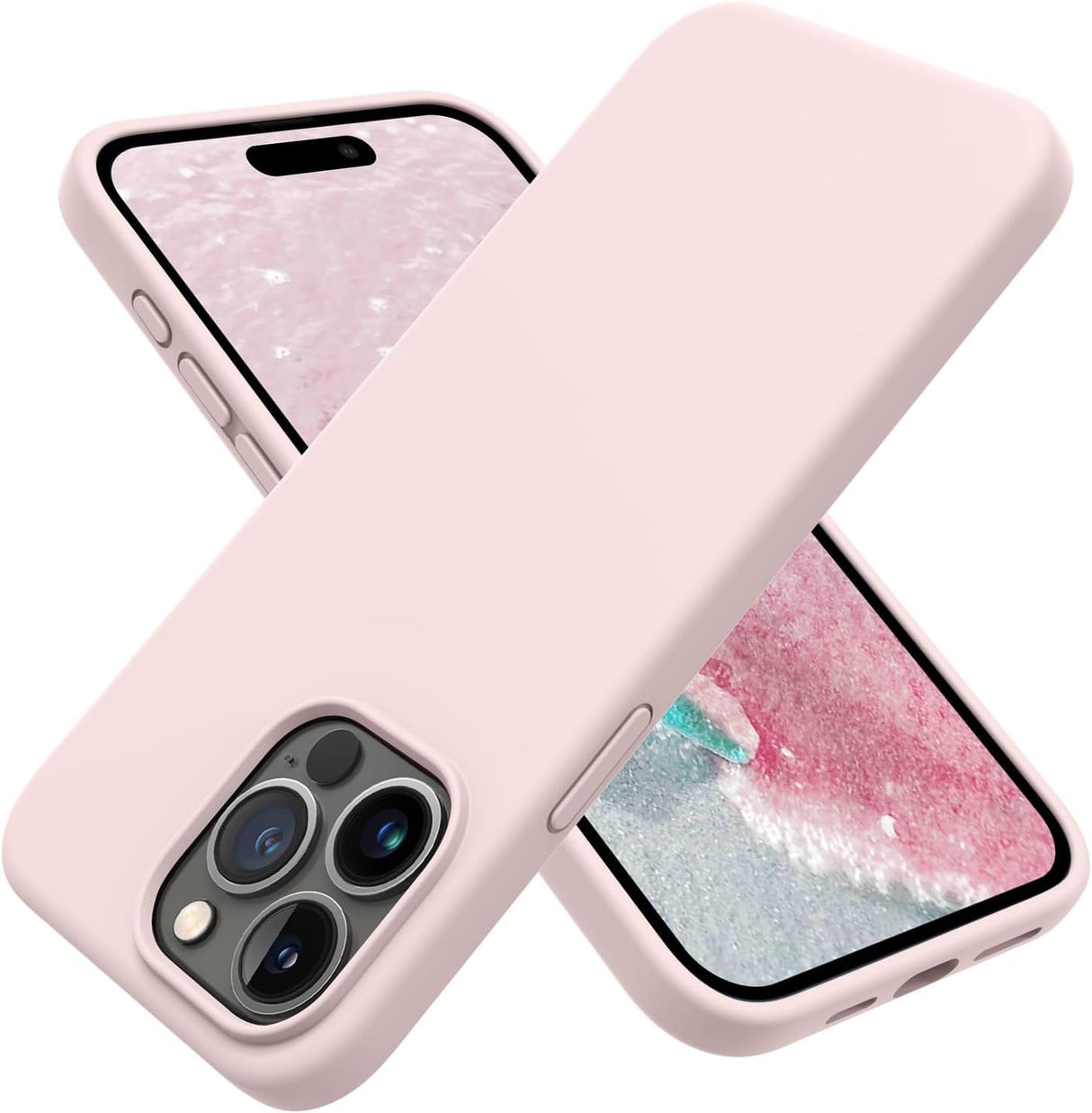 جراب AWH متوافق مع iPhone 15 - جراب هاتف سيليكون مقاوم للصدمات رفيع لهاتف iPhone 15 (6.1 بوصة) (وردي طباشيري)