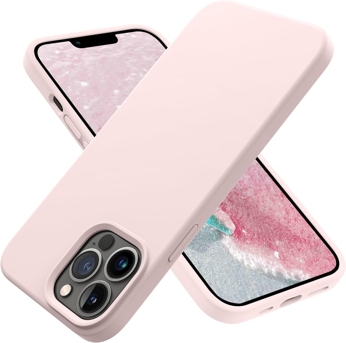 AWH Compatible iPhone 13 Pro Case Slim Fit Ultra Thin Soft TPU Matte Finish Coating Phone Cases Lightweight Back Cover Grip for iPhone 13 Pro (Chalk Pink)