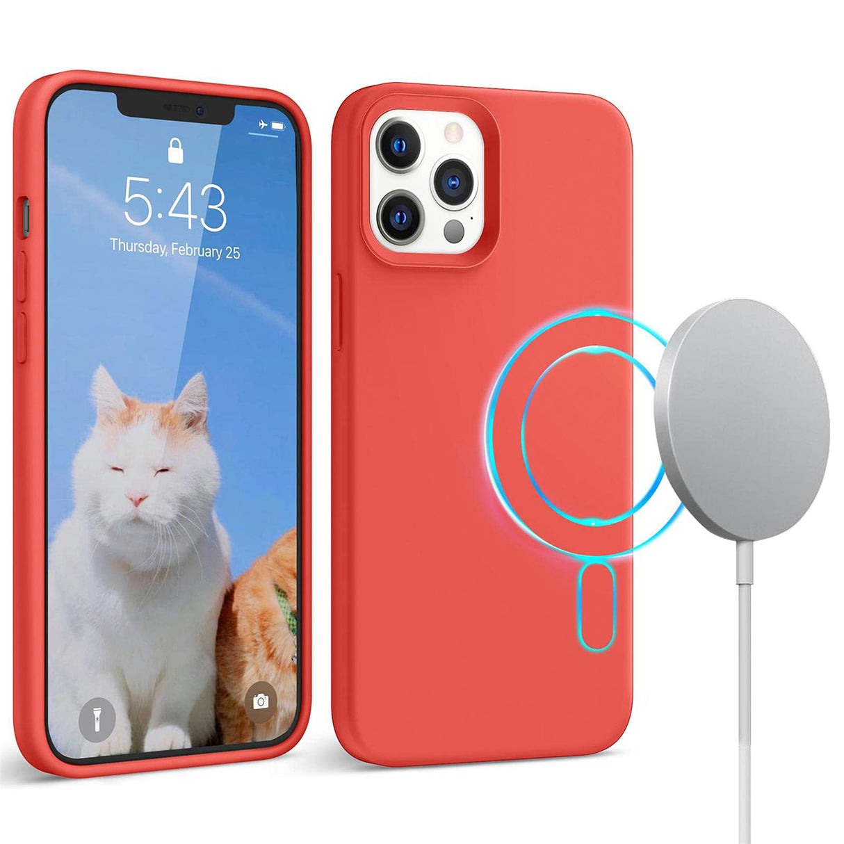 جراب ANDATE سيليكون مغناطيسي لهاتف iPhone 12 Pro Max، جراب واقٍ ناعم من السيليكون رفيع ومتين ومضاد للصدمات لهاتف iPhone 12 Pro Max مقاس 6.7 بوصة، برتقالي كليمنتين مغناطيسي