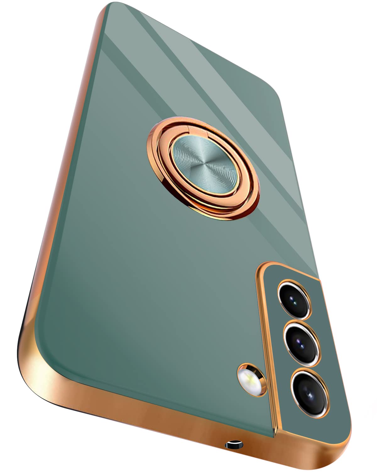 جراب Tnarru متوافق مع هاتف Samsung Galaxy S21 FE مع حامل حلقي [مع مغناطيس] جراب هاتف واقٍ ناعم من مادة TPU مقاوم للصدمات مطلي بالكهرباء لهاتف Galaxy S21 FE 5G رمادي