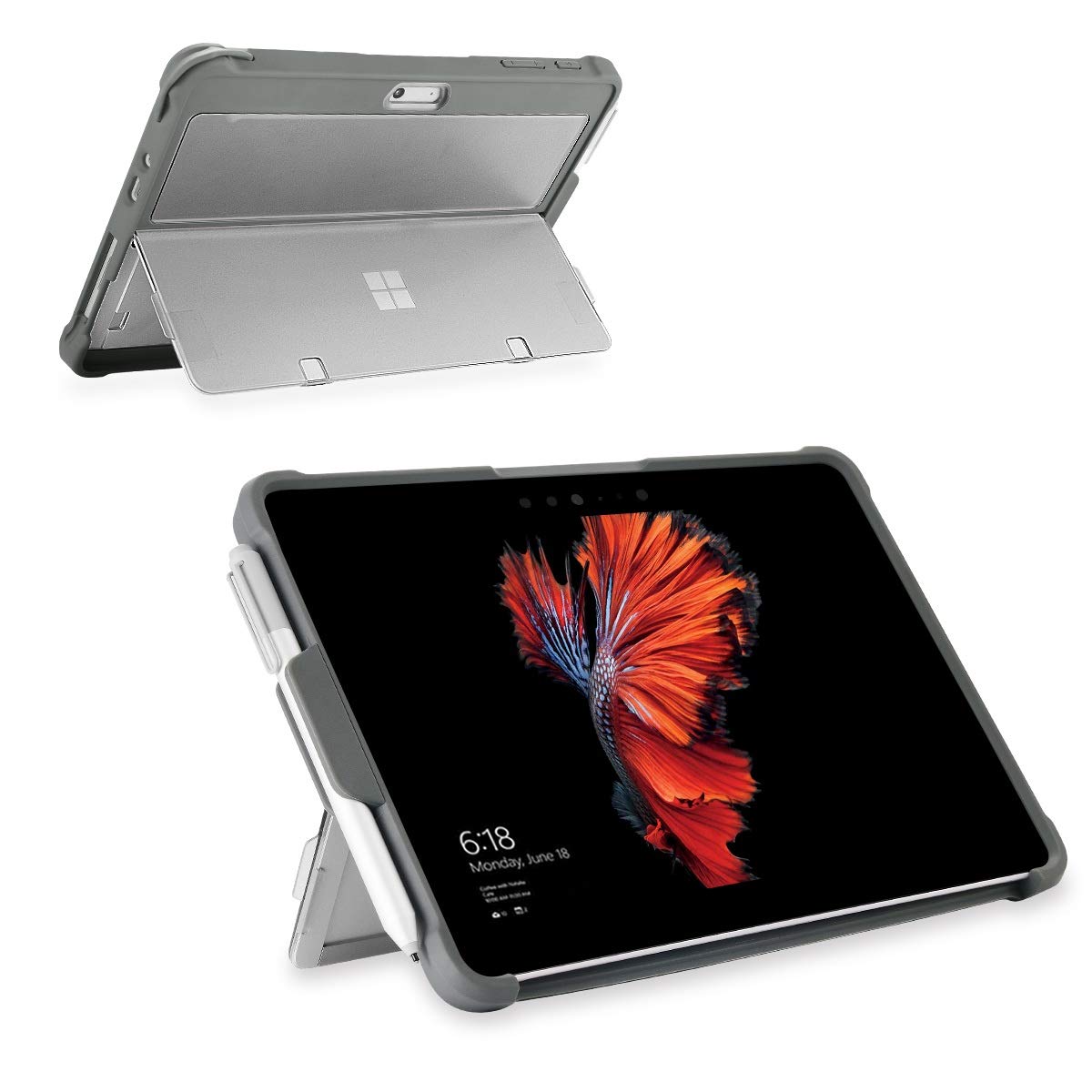 جراب Youtec لجهاز Surface Go، جراب Surface Go 2، غطاء واقٍ متين مقاوم للصدمات مع حامل قلم، متوافق مع لوحة مفاتيح Type Cover لجهاز Microsoft Surface Go 2 2020 / Surface Go 2018 مقاس 10 بوصات (رمادي)