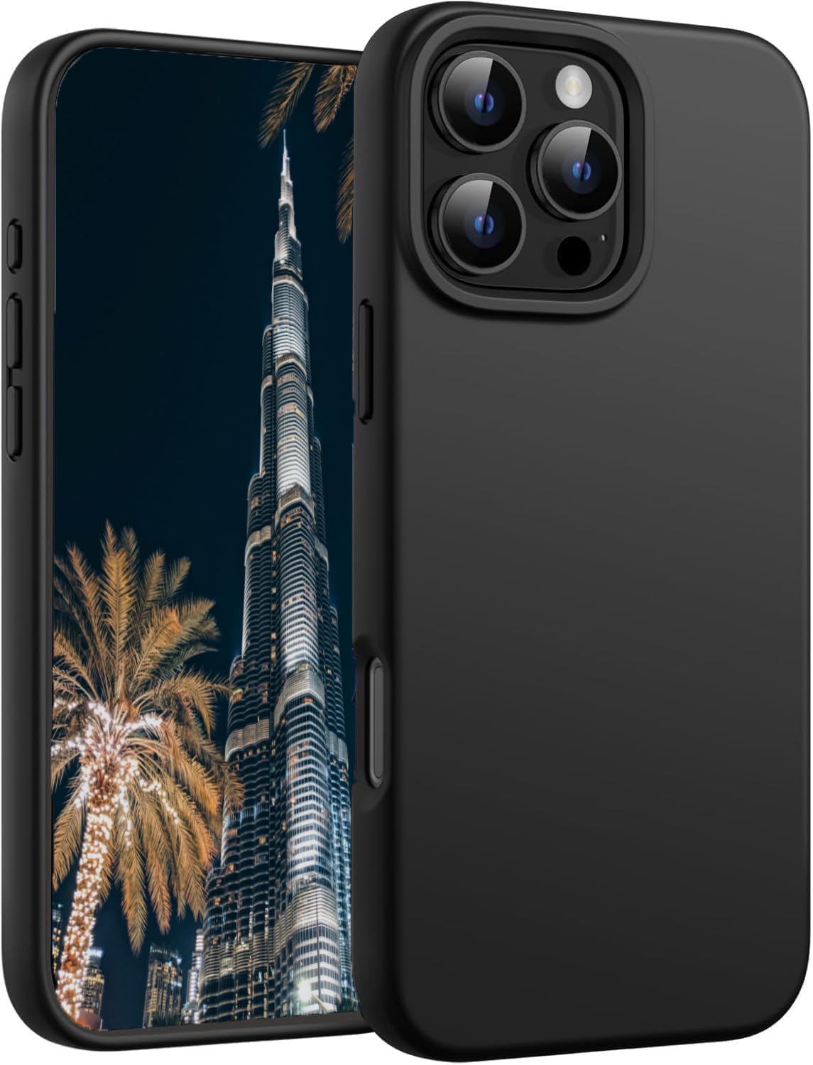 TR-PLANET for iPhone 16 Pro Max Liquid Silicon Case, Microfiber Lining Shockproof Slim Thin Phone Case, Lightweight Soft Back TPU Rubber Gel Cover Compatible With iPhone 16 Pro Max, Black Titanium