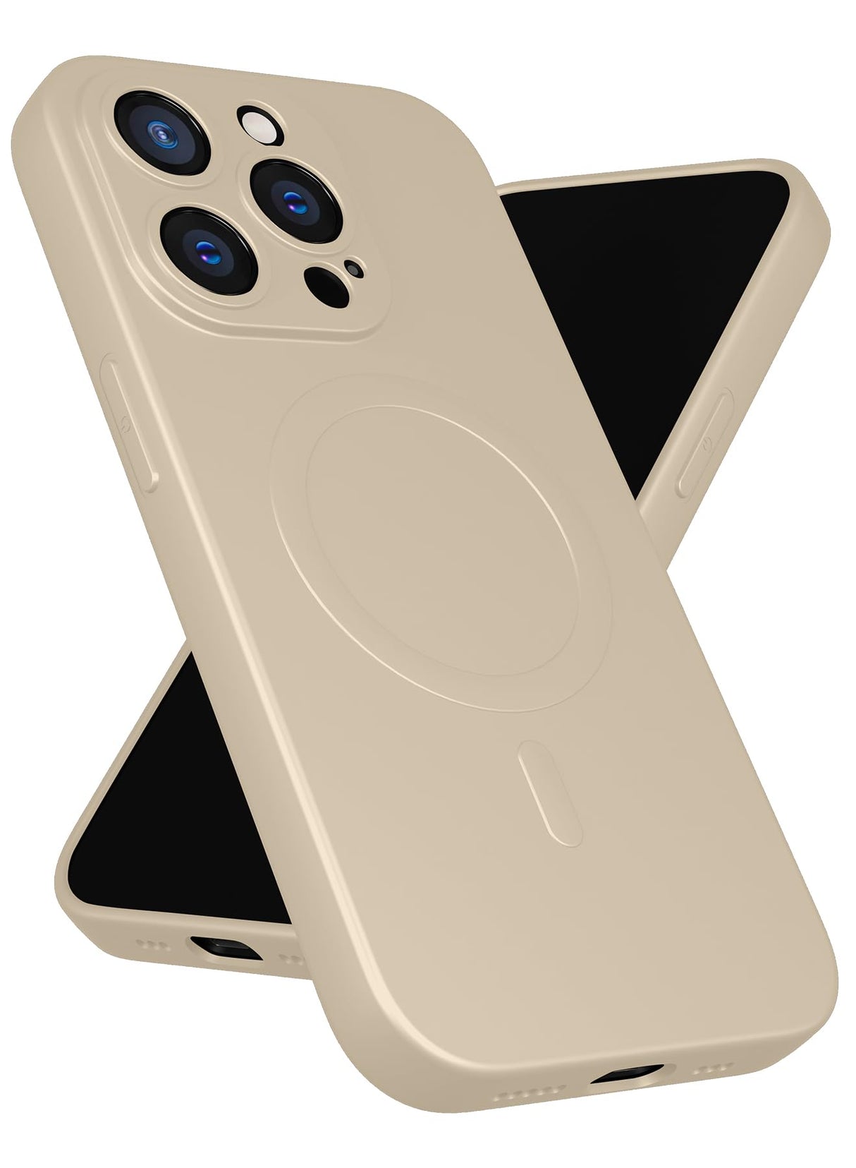 جراب MOBILIUS لهاتف iPhone 15 Pro، [بطانة ناعمة من الألياف الدقيقة المضادة للخدش] [متوافق مع MagSafe] جراب هاتف مغناطيسي مقاوم للصدمات مصمم لهاتف iPhone 15 Pro، بيج