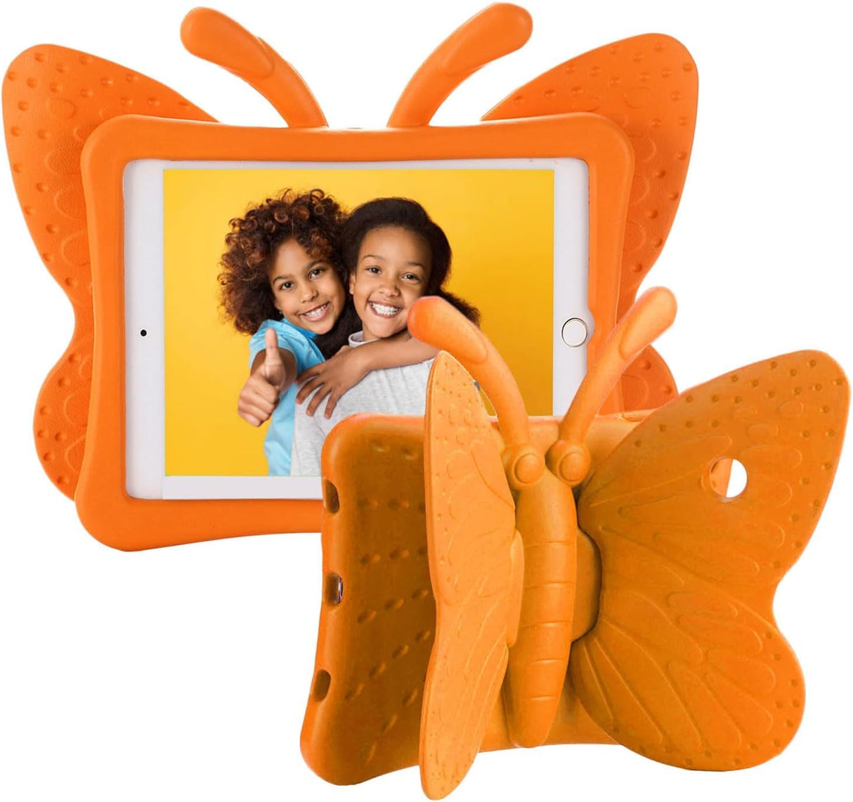 جراب AWH لجهاز iPad من الجيل السادس - جراب iPad من الجيل الخامس، جراب iPad Air 2 للأطفال، جراب واقٍ فائق الحماية من الصدمات على شكل فراشة مصنوع من إسفنج EVA لجهاز iPad Air/Air 2 مقاس 9.7 بوصة 2017/2018 (برتقالي)