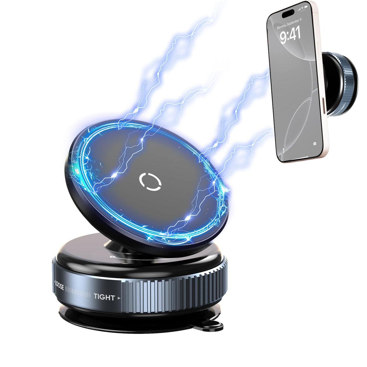 Ultra Vacuum Magnetic Suction Car Phone Holder, 360° Rotatable Car Phone Mount, Suction Cup Car Phone Mount for iPhone 16/15/14/13/12 & All Smartphones, Hands-Free Holder for Car/Mirror/Glass
