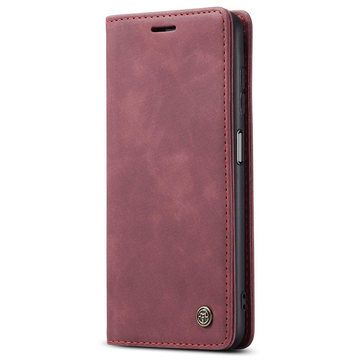 جراب محفظة جلدي من UniqCase قابل للامتصاص تلقائيًا لهاتف Samsung Galaxy A12 - أحمر