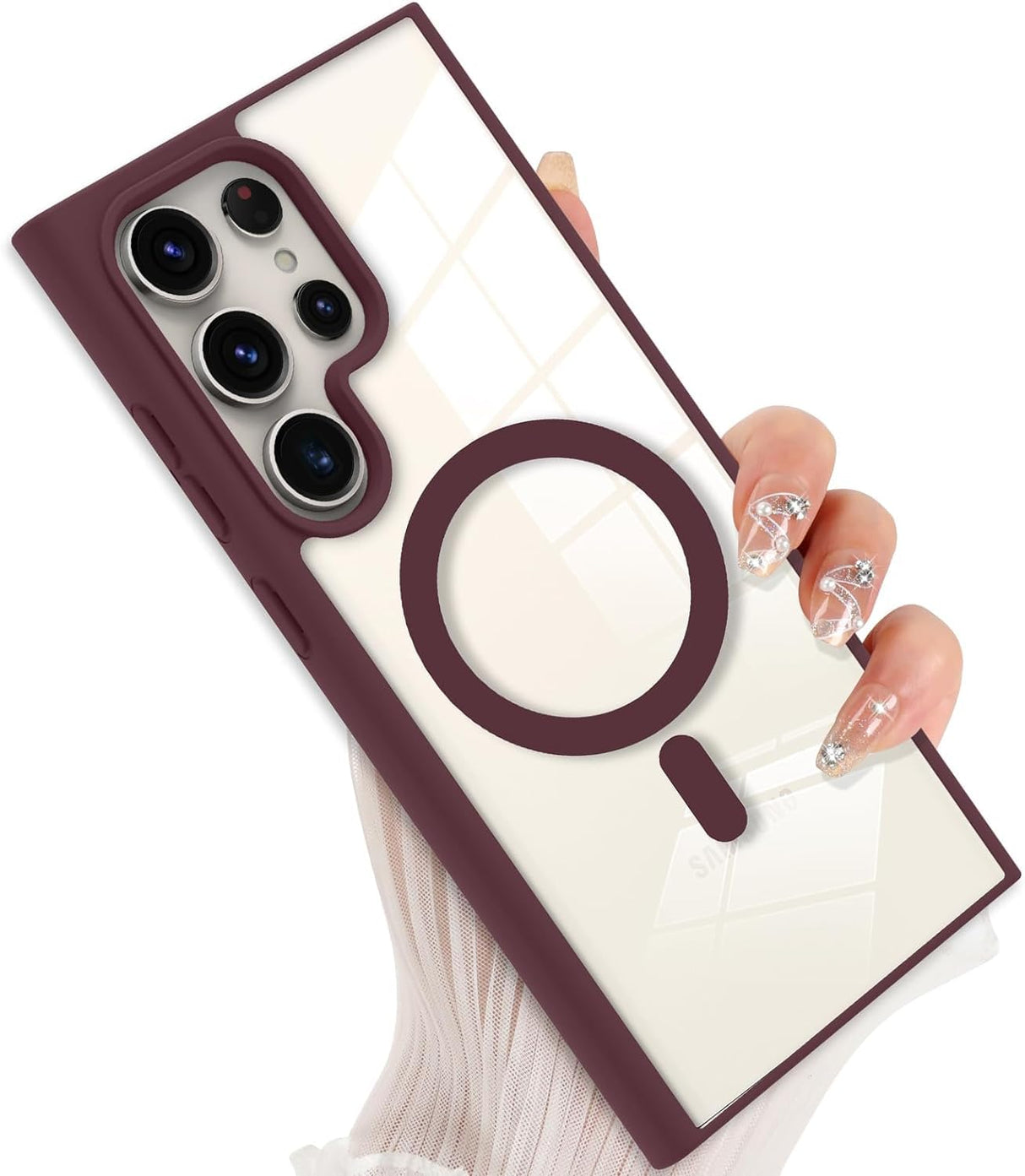 جراب مغناطيسي من AWH لهاتف S24 Ultra مع حماية لعدسة الكاميرا - غطاء غير لامع من مادة TPU مقاوم للصدمات، جراب مضاد للخدش ومضاد لبصمات الأصابع ومضاد للصدمات (أرجواني)