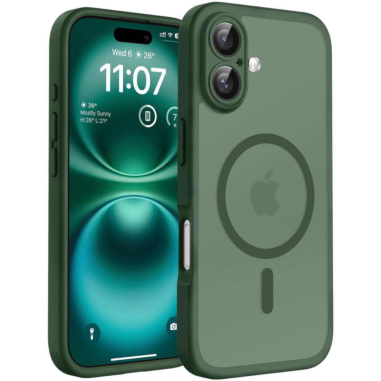 TOCOL for iPhone 16 Case Magnetic 6.1-inch, Upgraded Camera Protection, Compatible with MagSafe, Military Grade Shockproof, Anti-Scratch Non-Slip Matte Translucent Phone Cover, Alpine Green