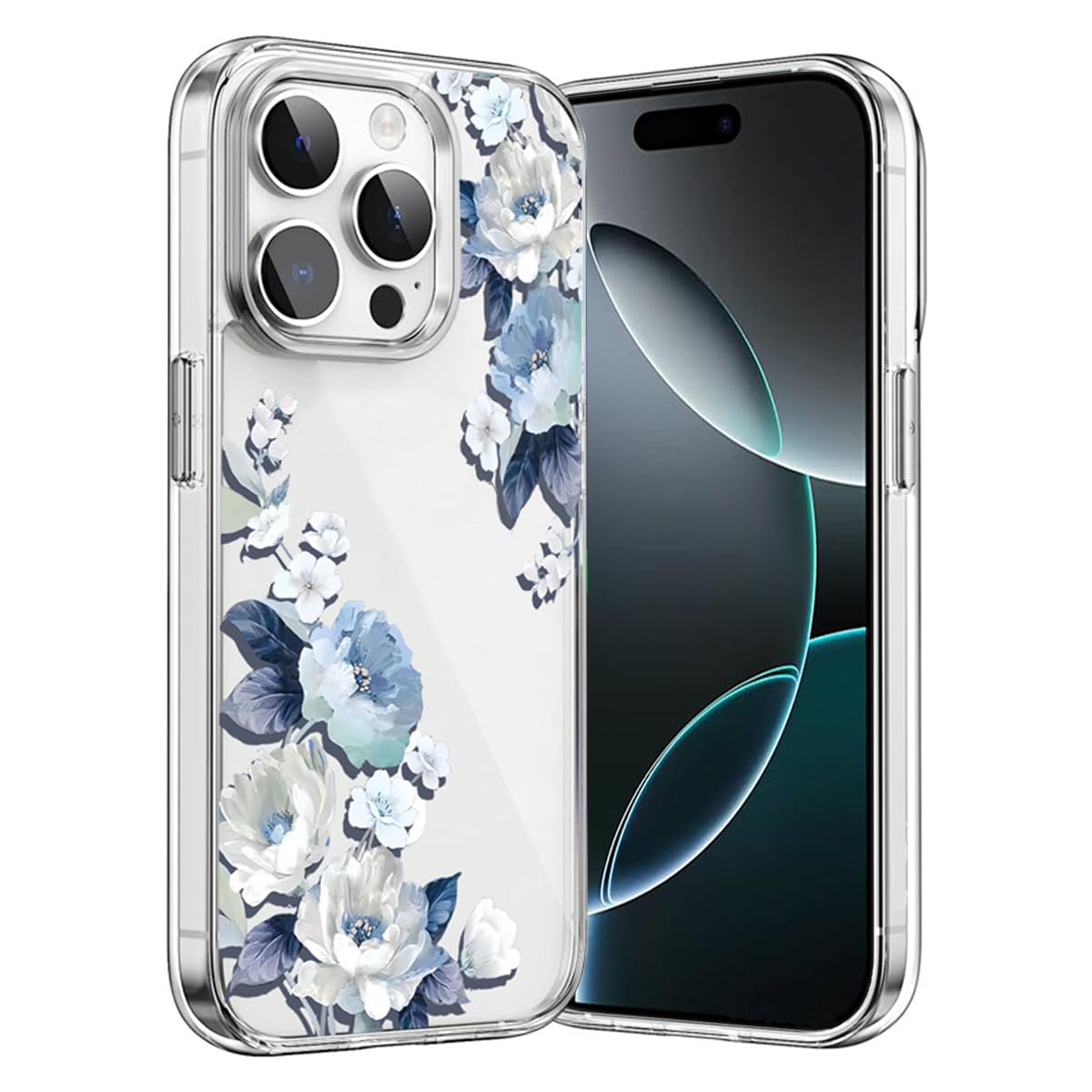 جراب BECAQ الشفاف لهاتف iPhone 11 Pro، جراب هاتف TPU بتصميم زهور للنساء، جراب هاتف واقٍ لهاتف iPhone 11 Pro (أزرق، iPhone 11 Pro)