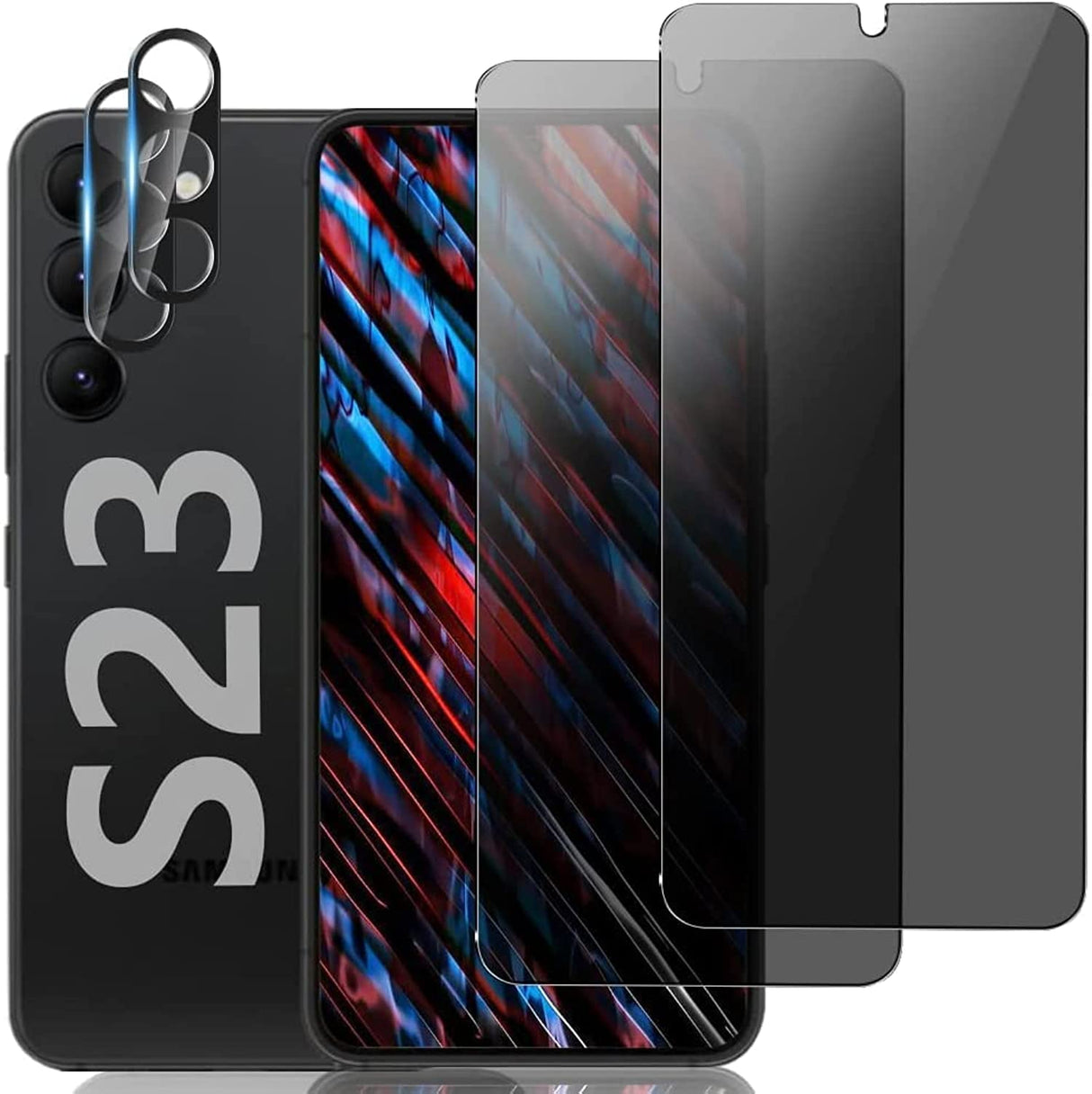 واقي شاشة AWH (عبوة من قطعتين) متوافق مع هاتف Samsung Galaxy S23 Ultra، واقي شاشة مرن للخصوصية لشبكة الجيل الخامس 5G مقاس 6.8 بوصة، متوافق مع معرف بصمة الإصبع، مع أداة تثبيت سهلة، شفاف عالي الدقة، فيلم TPU (S23)