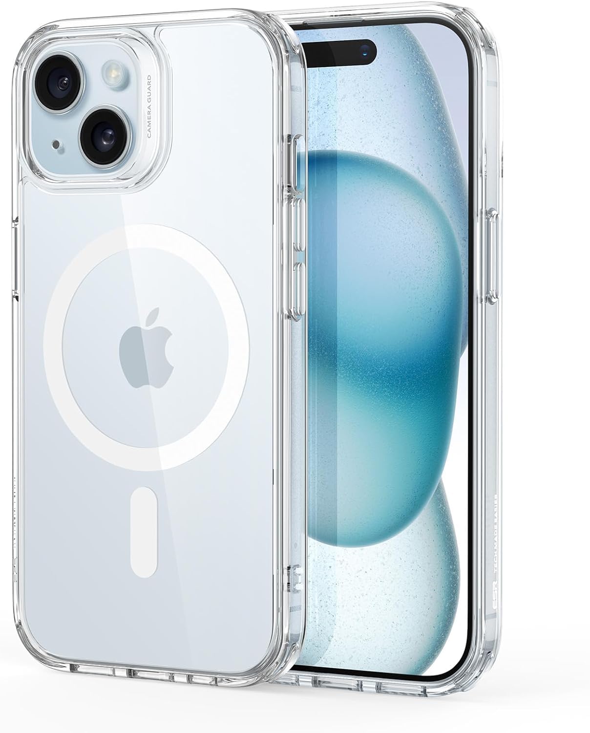 جراب شفاف مغناطيسي من YU WELL لهاتف iPhone 15 متوافق مع الشحن اللاسلكي الآمن من Mag، غطاء ممتص للصدمات للهاتف، ظهر شفاف مضاد للخدش