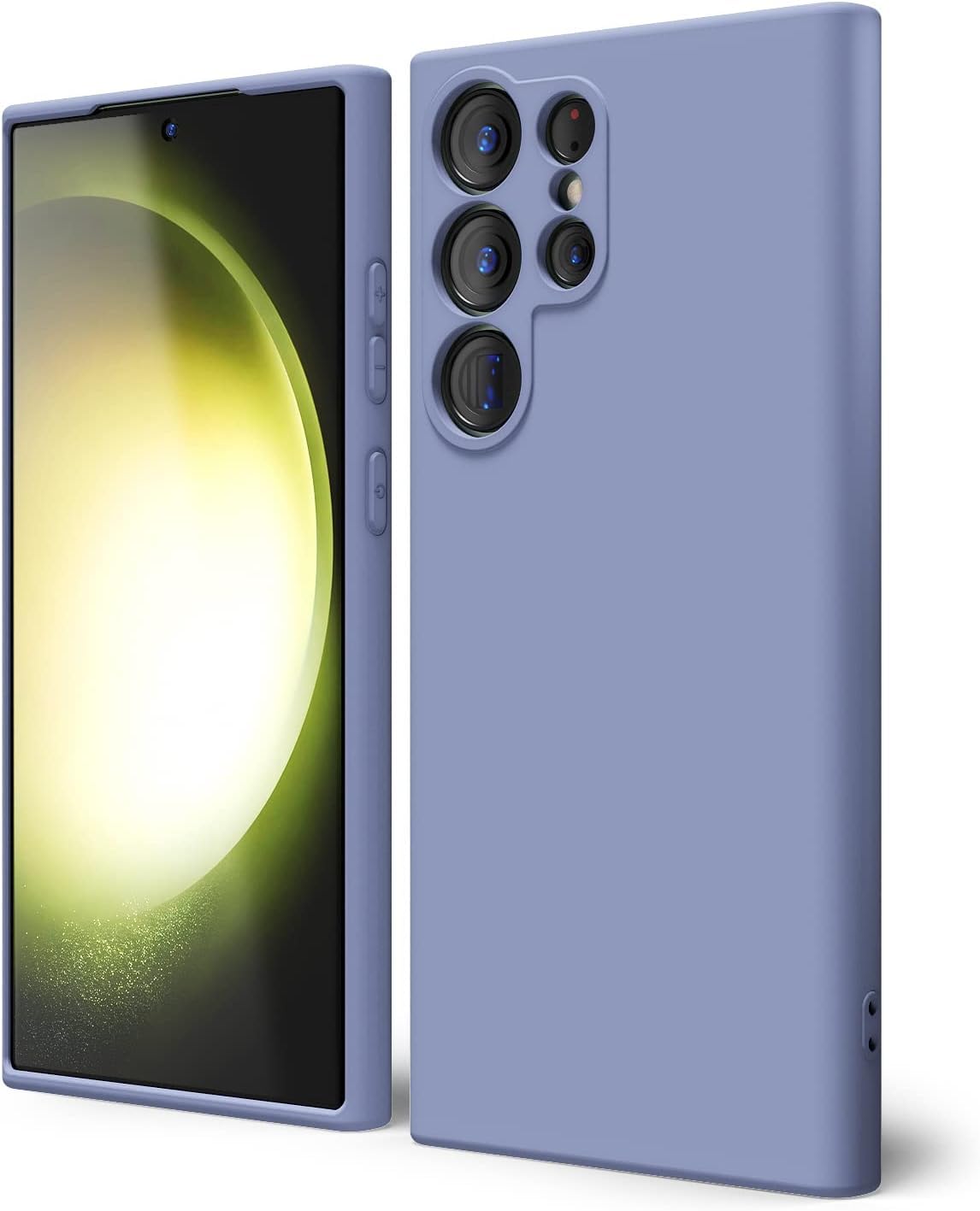 جراب هاتف AWH S23 Ultra من السيليكون السائل - غطاء جل ناعم من مادة TPU المطاطية الرقيقة بتصميم جمالي، متين غير لامع ومضاد للصدمات (رمادي لافندر)