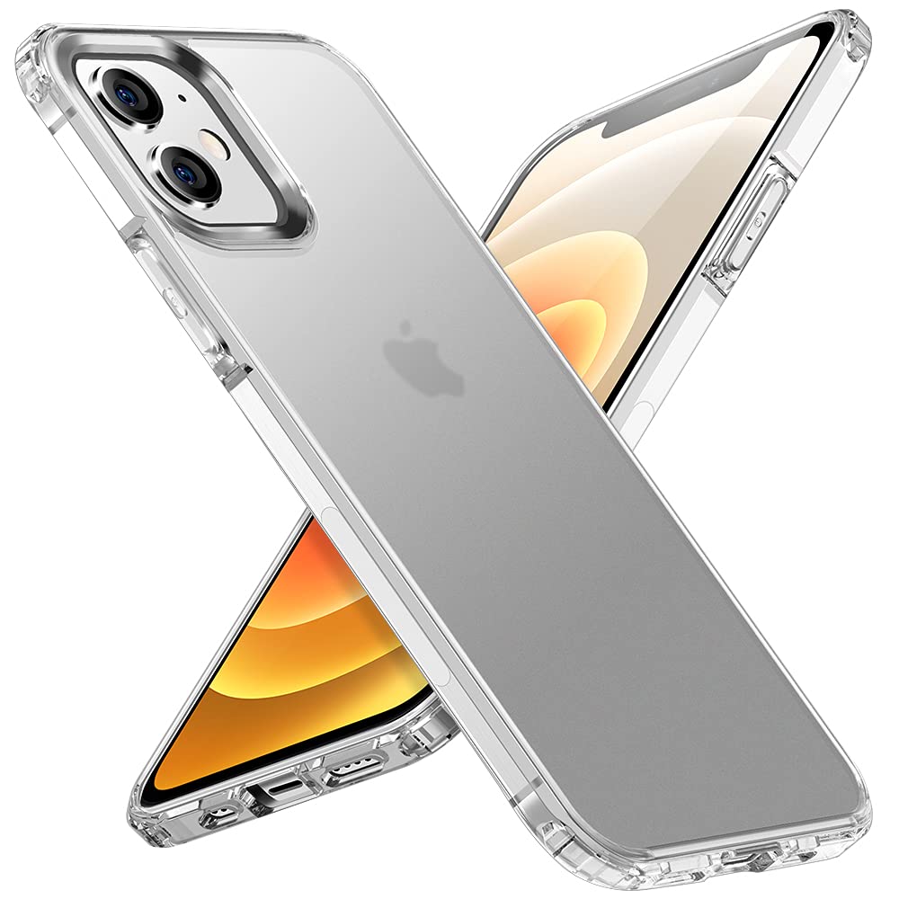 جراب X-Level المقاوم للصدمات والمتوافق مع iPhone 12/iPhone 12 Pro [حماية من السقوط بدرجة عسكرية] ظهر صلب شفاف غير لامع مضاد للسقوط مع حافة سيليكون ناعمة رفيعة وواقية شفافة