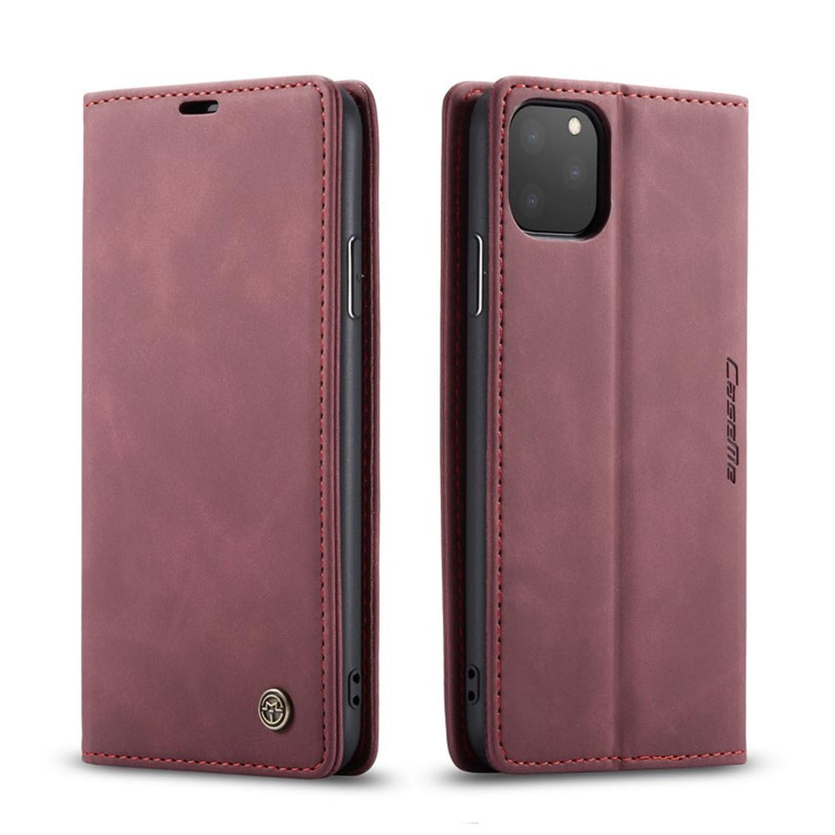 جراب محفظة جلدي قابل للطي من UniqCase قابل للامتصاص تلقائيًا لهاتف iPhone 11 Pro Max مقاس 6.5 بوصة (2019) - أحمر