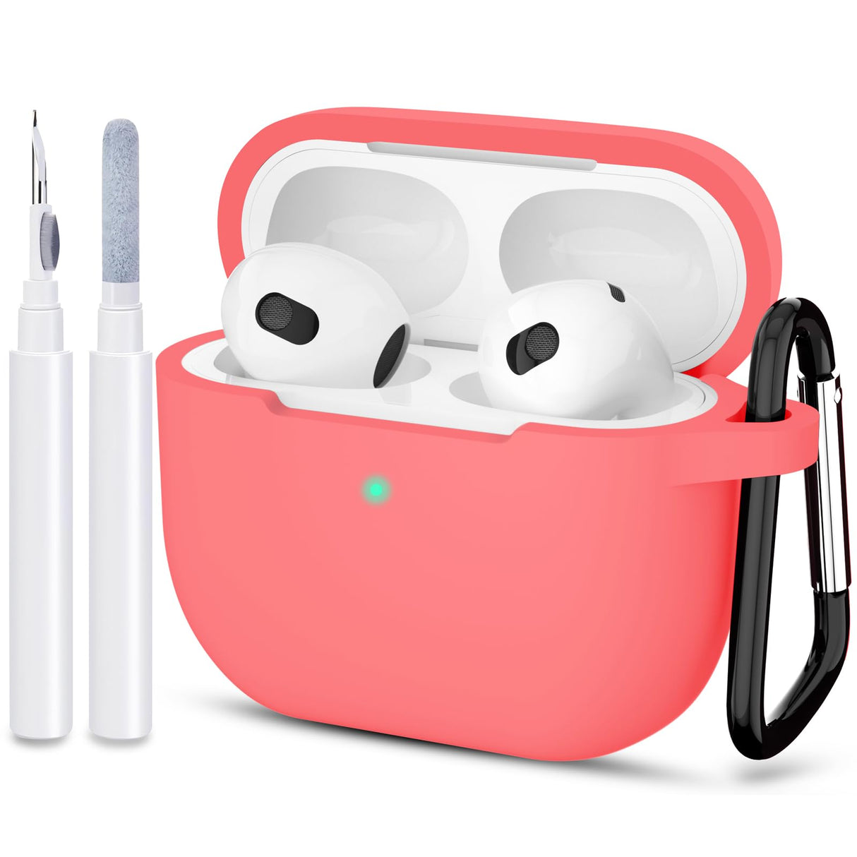 جراب ATUAT متوافق مع AirPods 3، غطاء سيليكون واقي لجراب AirPods من الجيل الثالث 2021، شحن لاسلكي - مرجاني
