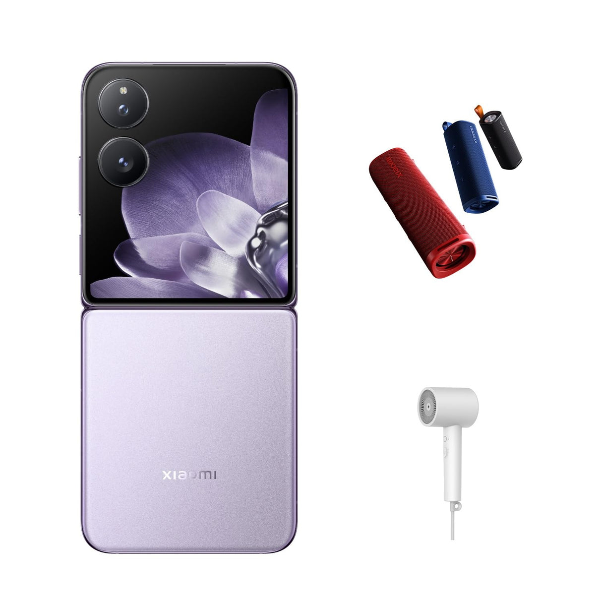Xiaomi Mix Flip 5G Mobile,Purple (12GB RAM+512GB) |Snapdragon® 8 Gen 3| 6.86" + 4.01" 120Hz dual display| 4780mAh battery| Leica Dual Camera 50+50, 32MP Front camera| Free outdoor speaker + Hair Dryer