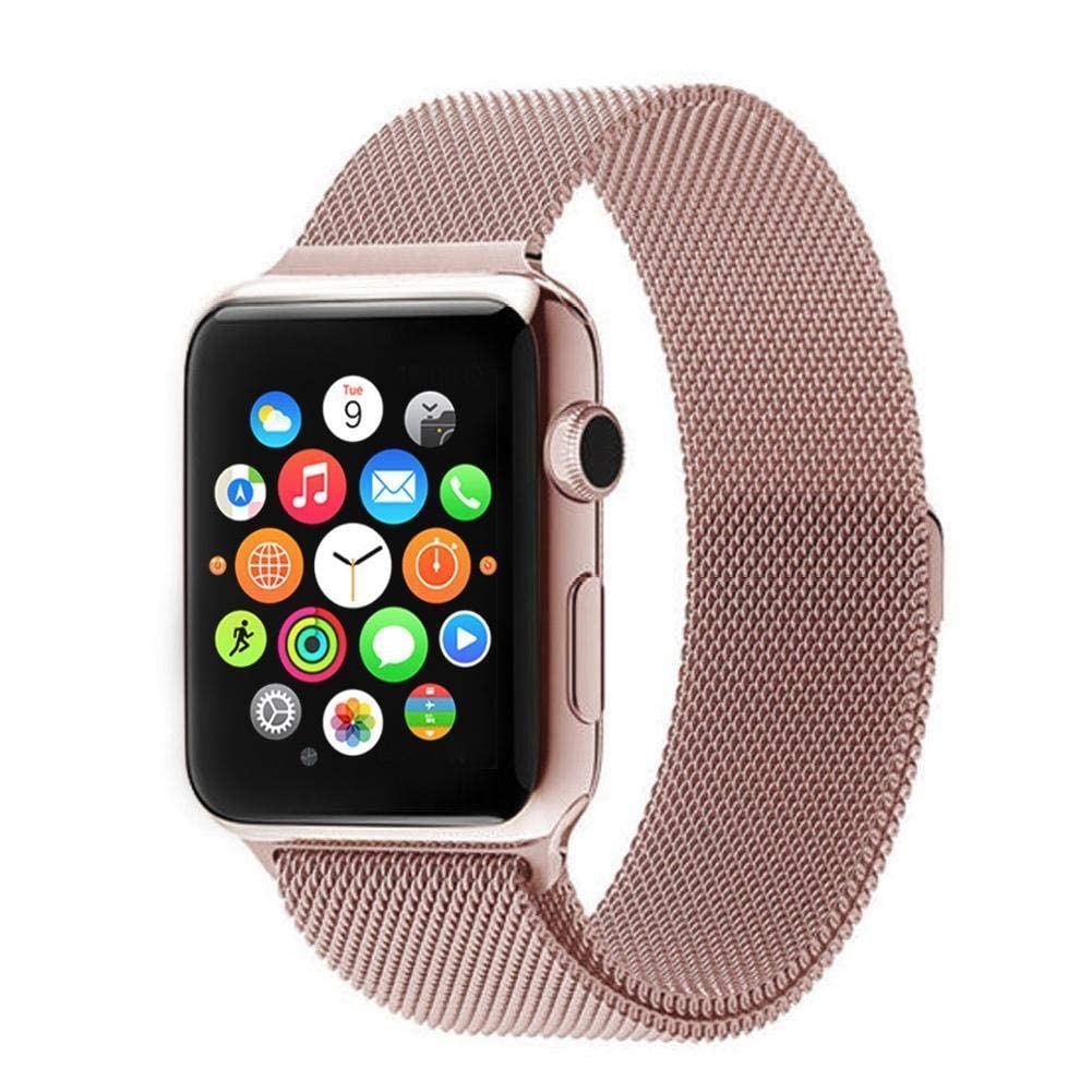 حزام ميلانو من AWH لساعة Apple Watch Band 45-38 مم، سوار بديل من سبائك الفولاذ المقاوم للصدأ لساعة iWatch Series 7/SE/6/5/4/3/2/1، متوافق مع (38/40/41 مم، ذهبي وردي)