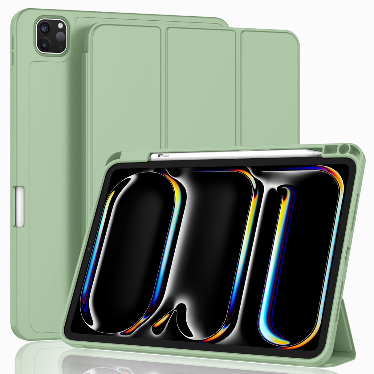 ZryXal New iPad Pro 13 Inch Case M4 (2024 Model, 7th Generation) with Pencil Holder, Smart iPad Case [Support Pencil Pro and Pencil (USB-C)], Support Touch ID and Auto Wake/Sleep (Matcha Green)