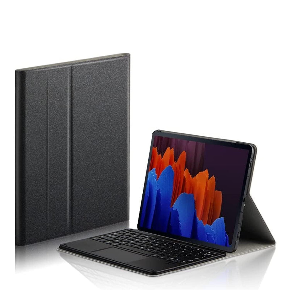 حافظة لوحة مفاتيح AWH لجهاز Samsung Galaxy Tab S8 Plus 12.4" 2022، لوحة مفاتيح لاسلكية قابلة للفصل مع لوحة تتبع، غطاء خلفي ناعم من مادة TPU مع حامل قلم، غطاء لجهاز Galaxy Tab S8 Plus.