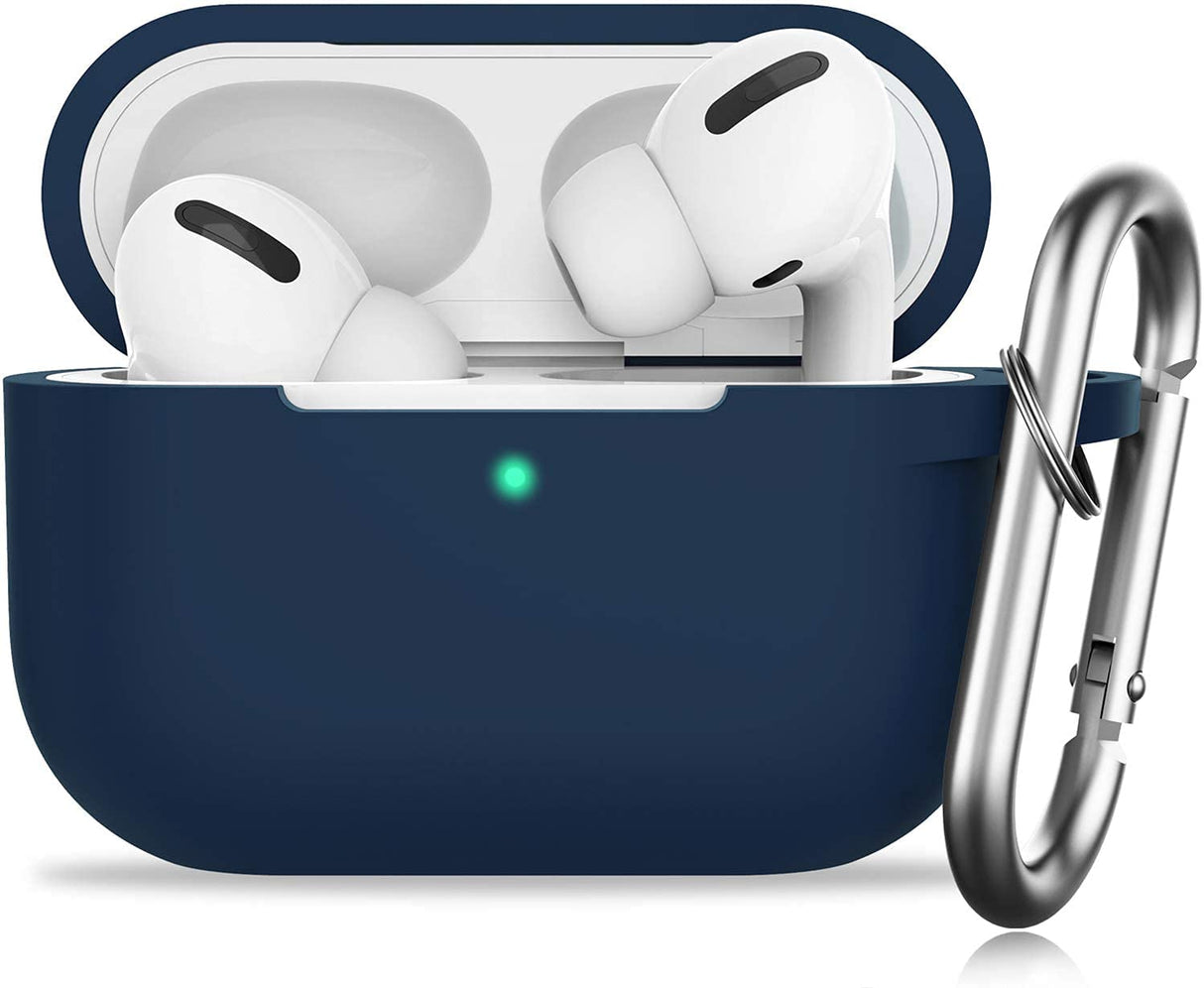 غطاء حماية AirPods Pro 2 2022 وغطاء AirPods Pro 2019 مع سلسلة مفاتيح، غطاء سيليكون لـ AirPods Pro 1st و AirPods Pro 2nd للنساء والرجال باللون الأزرق