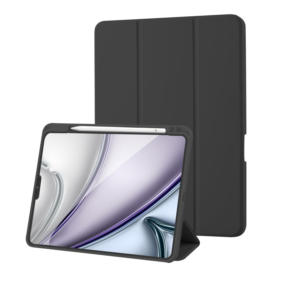 جراب AWH لجهاز iPad Pro 11 2022/2021/2020، جراب iPad Pro 11 مع حامل قلم رصاص، جراب غطاء حامل ذكي لجهاز iPad Pro 11 بوصة من الجيل الحادي عشر، قلم Apple Pencil من الجيل الثاني مع خاصية الإيقاظ/السكون التلقائي، أسود