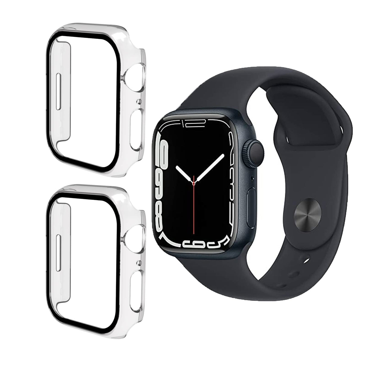 [2 Pack] YXTBB Screen Protector Tempered Glass for Apple Watch Series 7 41mm, Hard PC case with Bumper Cover Sensitive Touch Full Coverage Protective Case for Apple Watch Series 7 Accessories, Clear