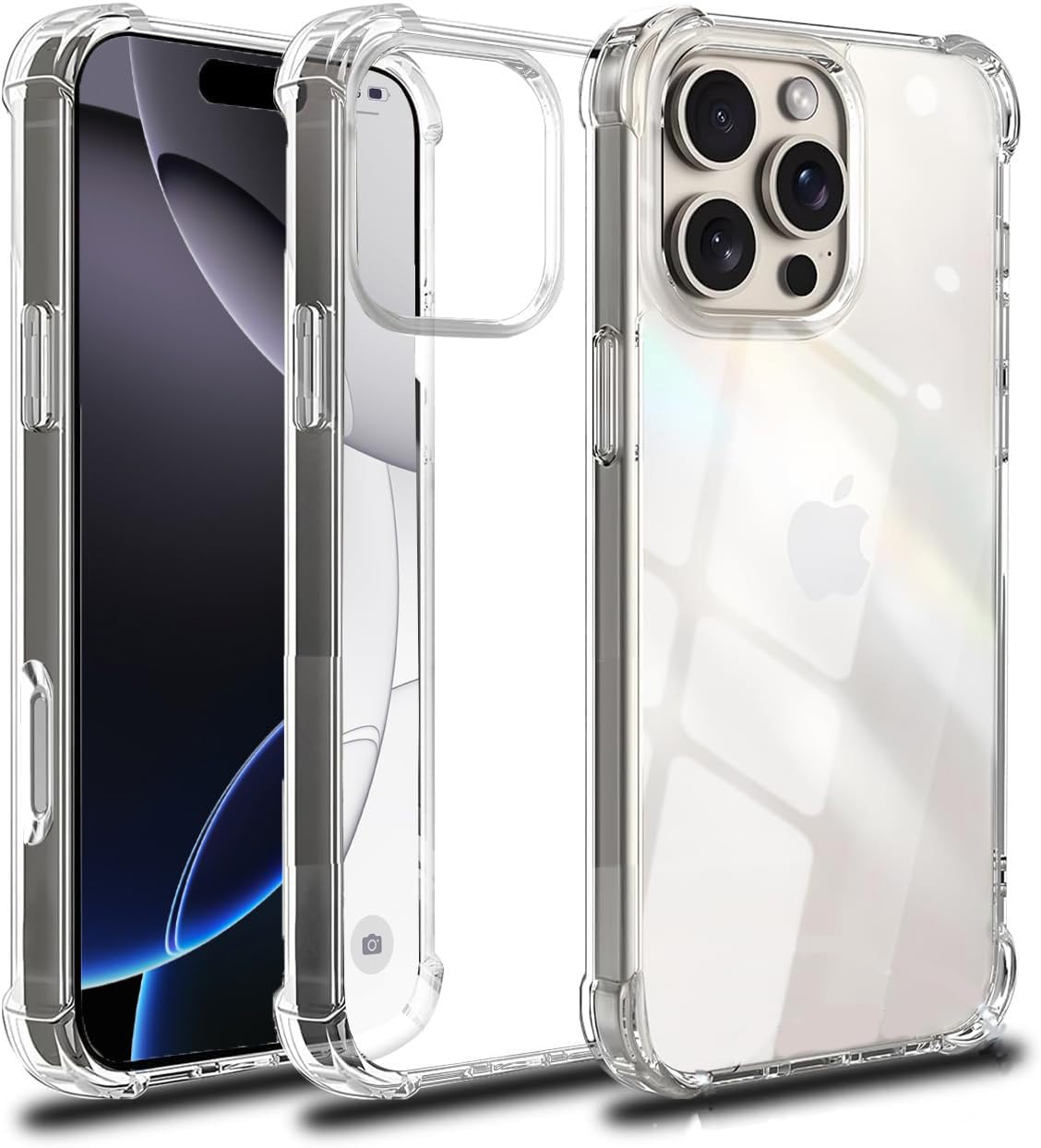 جراب شفاف من TR-PLANET لهاتف iPhone 13 Pro، غطاء سيليكون ناعم مبطن بالهواء، زوايا معززة مضادة للخدش، جراب هاتف مرن من مادة TPU بتصميم نحيف لهاتف iPhone 13 Pro، شفاف