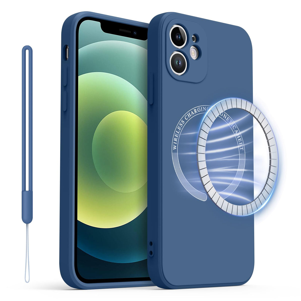 جراب VANCLE المغناطيسي لهاتف iPhone 12 (متوافق مع MagSafe) (حماية من السقوط بدرجة عسكرية) جراب سيليكون سائل ناعم مصمم لهاتف iPhone 12 (أزرق داكن)