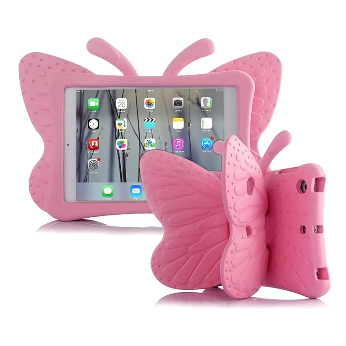 AWH iPad Mini case for Kids, Non-Toxic LightWeight 3D Cartoon Butterfly EVA Shockproof Drop Proof Stand Case for Ipad Mini/iPad Mini 2 / iPad Mini 3/ iPad Mini 4 case, (Pink)