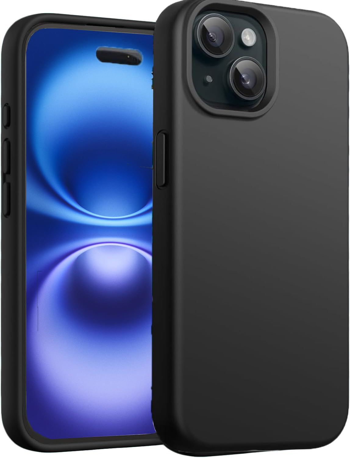 جراب TR-PLANET لهاتف iPhone 14 من السيليكون السائل، بطانة من الألياف الدقيقة مقاومة للصدمات، جراب هاتف رفيع وخفيف الوزن من مادة TPU ذات ظهر ناعم متوافق مع iPhone 14، تيتانيوم أسود