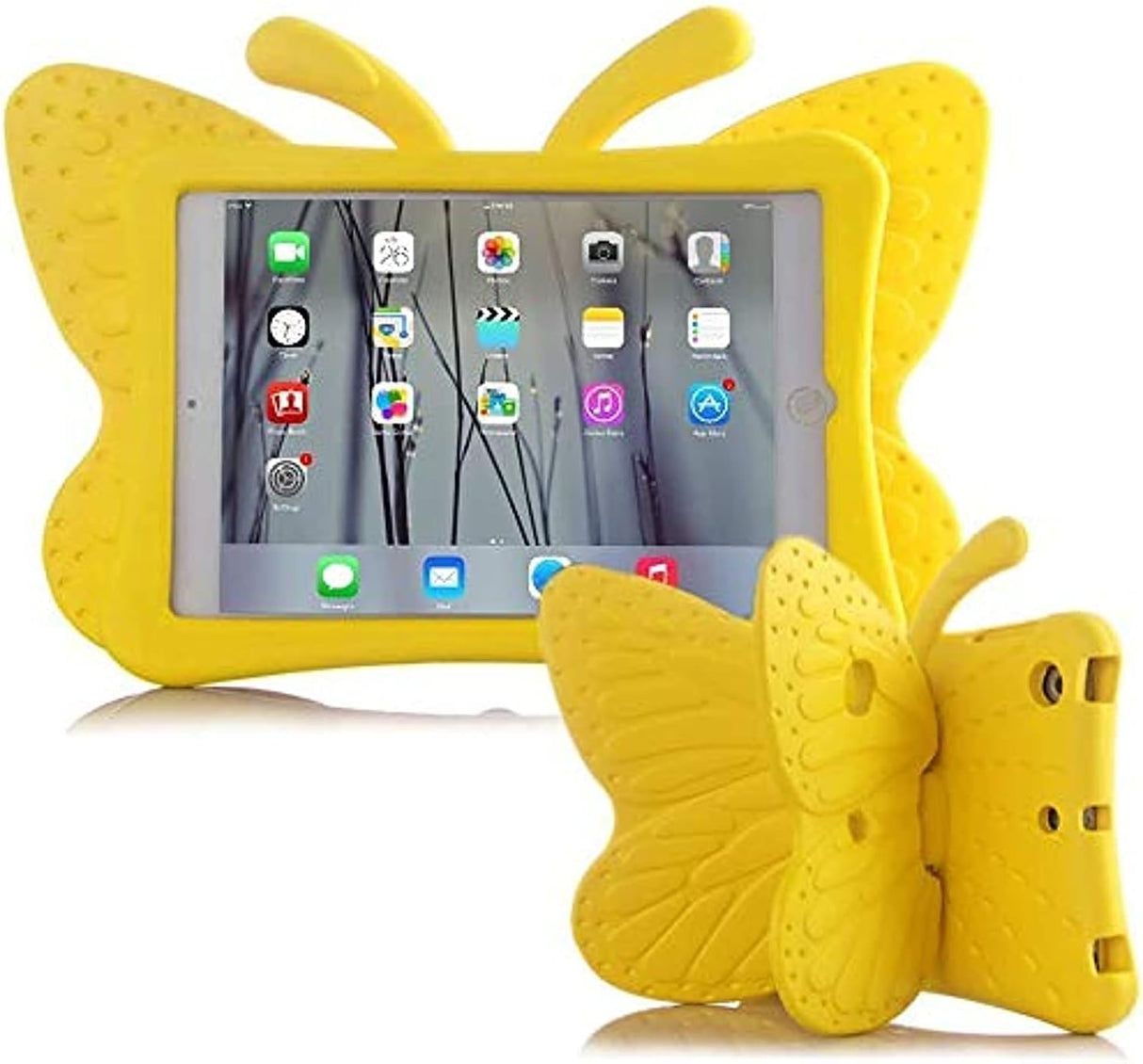 جراب AWH لجهاز iPad الجيل الثامن للأطفال مقاس 10.2 بوصة 2020/2019 - غطاء مقاوم للصدمات على شكل فراشة مصنوع من إسفنج EVA غير سام بأجنحة مقاومة للصدمات ومتينة للأطفال، هدية للأولاد والبنات لجهاز iPad الجيل السابع/الثامن مقاس 10.2 بوصة (أصفر)