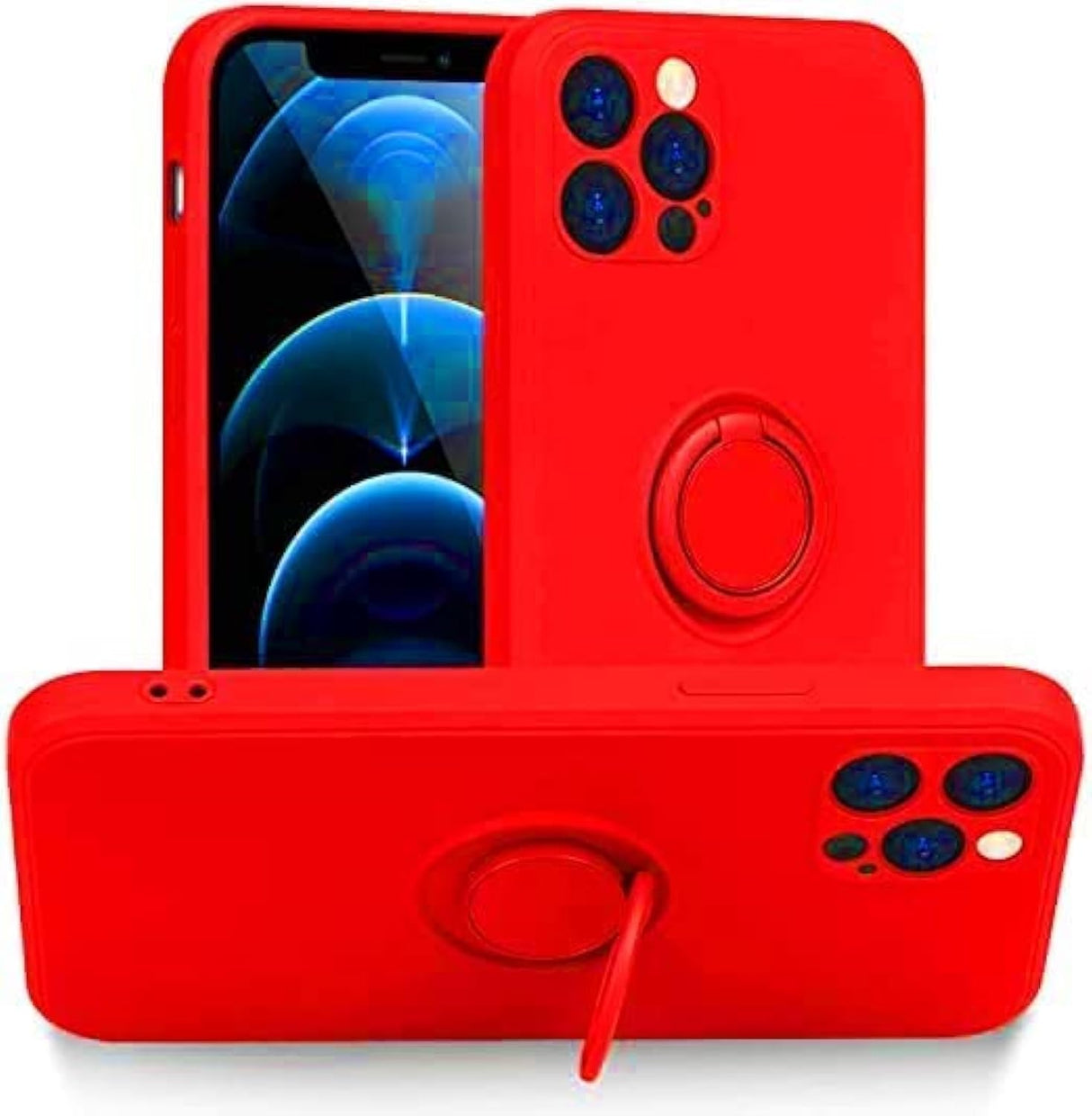 YU WELL iPhone Case Cover Ultra-Thin with Magnetic Ring TPU Matte Finish Coating Grip Slim Fit Phone Case Protective Back Cover for iPhone (iPhone 11 Pro Max, Red)