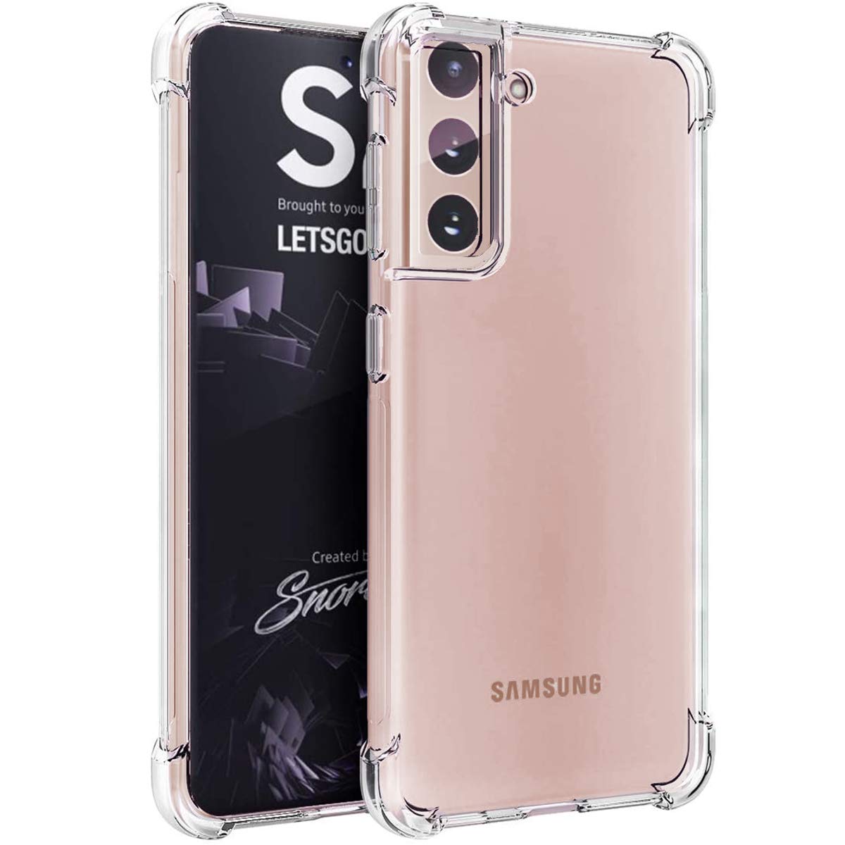 AWH Compatible with Samsung Galaxy S21 Clear Case 6.2, Case with 4 Raised Corners, Soft Bumper & Hard Back, Shock Absorbing, Anti-Scratch Clear Case Compatible with Samsung S21 6.2 inch (2021)