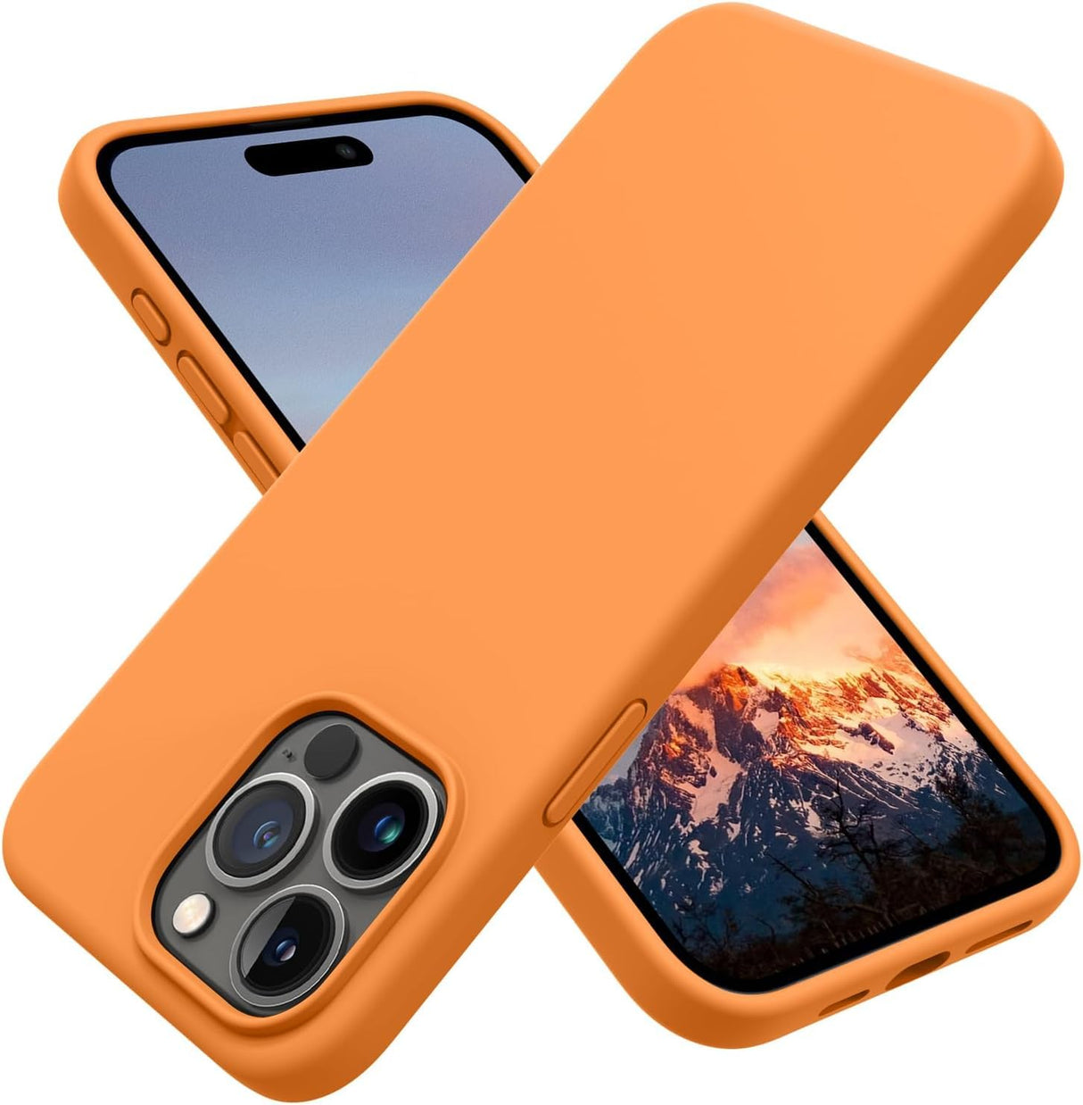 جراب AWH متوافق مع iPhone 15 Plus - جراب هاتف سيليكون مقاوم للصدمات رفيع لهاتف iPhone 15 Plus (6.7 بوصة) (برتقالي)