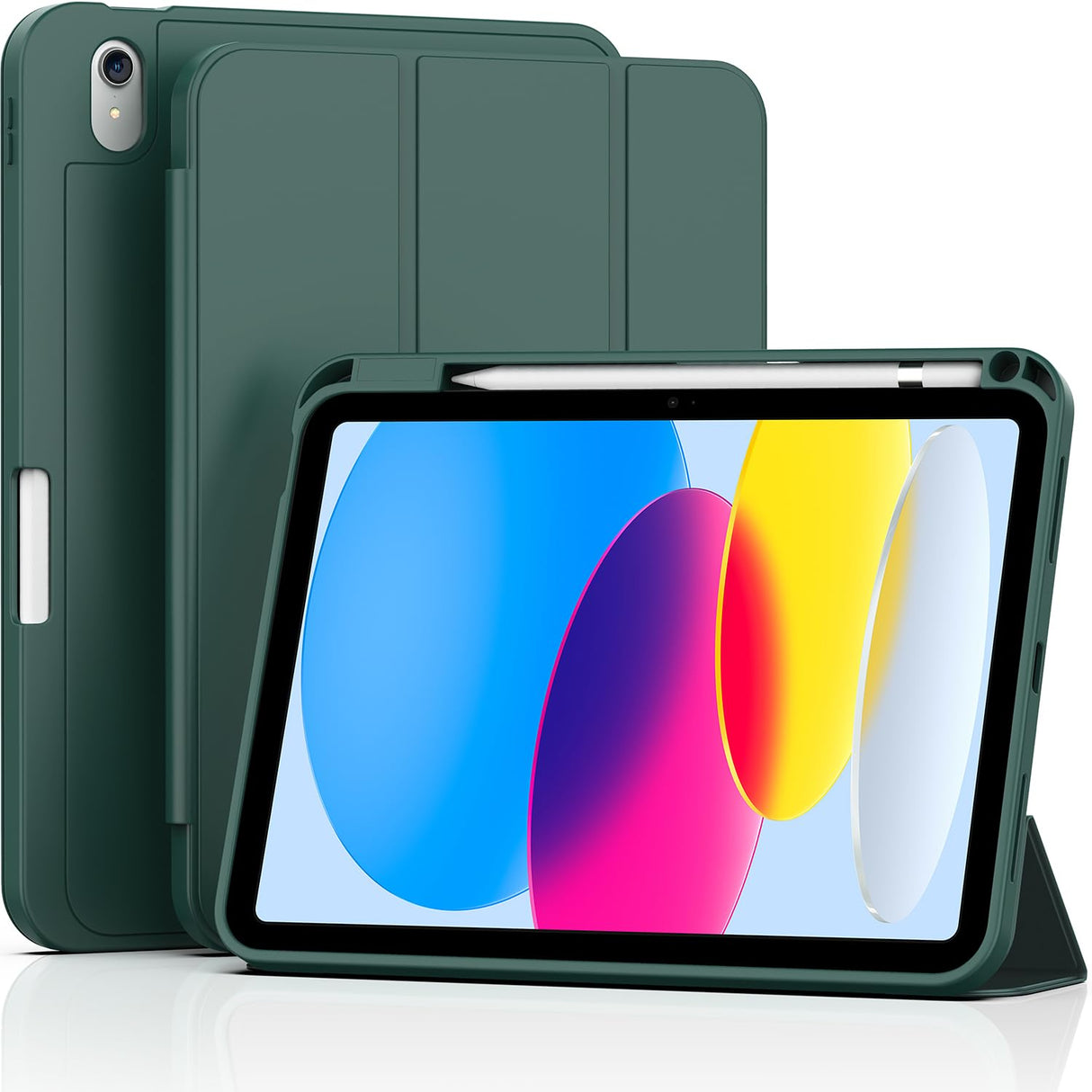 ZOVEEK Smart Case for iPad 10th Generation 10.9 Inch 2022, iPad 10th Gen Case with Pencil Holder, Magnetic Folio Stand Slim Protective Cover with Soft TPU Back [Auto Wake/Sleep], Midnight Green