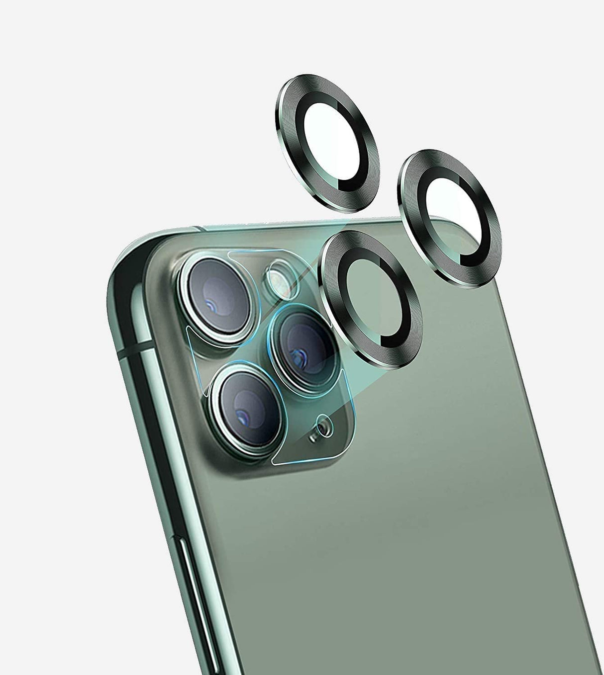 واقي عدسة الكاميرا من YOMNA لهاتف iPhone 13 Pro Max، غطاء شاشة عالي الجودة من الزجاج المقوى بحلقة معدنية من سبائك الألومنيوم (iPhone 13 pro max، أخضر داكن)