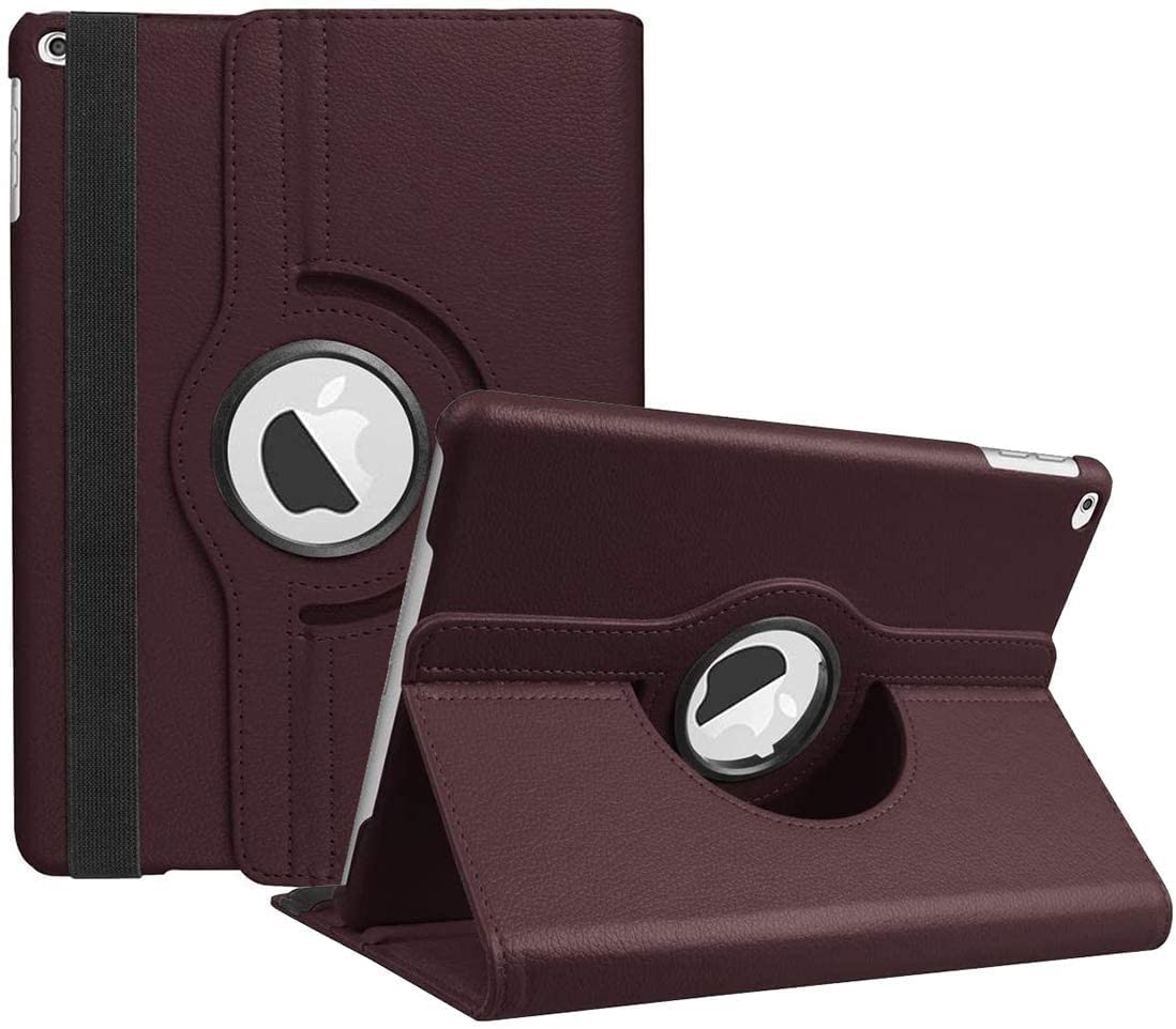 جراب دوار من AWH لجهاز iPad الجيل التاسع (2021) / الجيل الثامن (2020) / الجيل السابع (2019) مقاس 10.2 بوصة - غطاء واقٍ بحامل دوار 360 درجة، وظيفة السكون/التنشيط التلقائي، (بني)