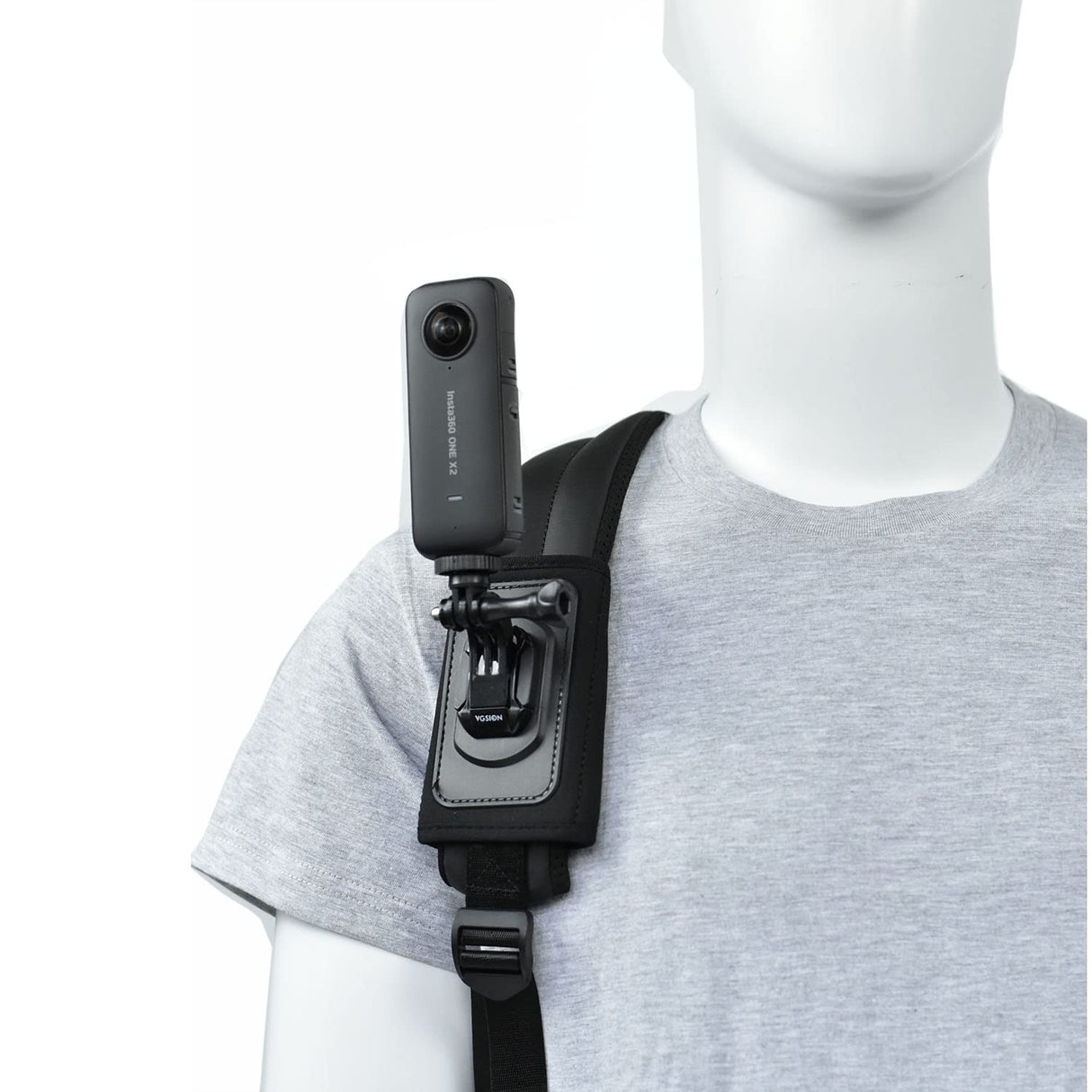 حامل حزام على ظهر كاميرا VGSION لكاميرا Insta360 One X3/X2/R/Go 2، متوافق مع GoPro Hero10/9/8/7/6 وكاميرات الحركة الأخرى، مع محول 1/4