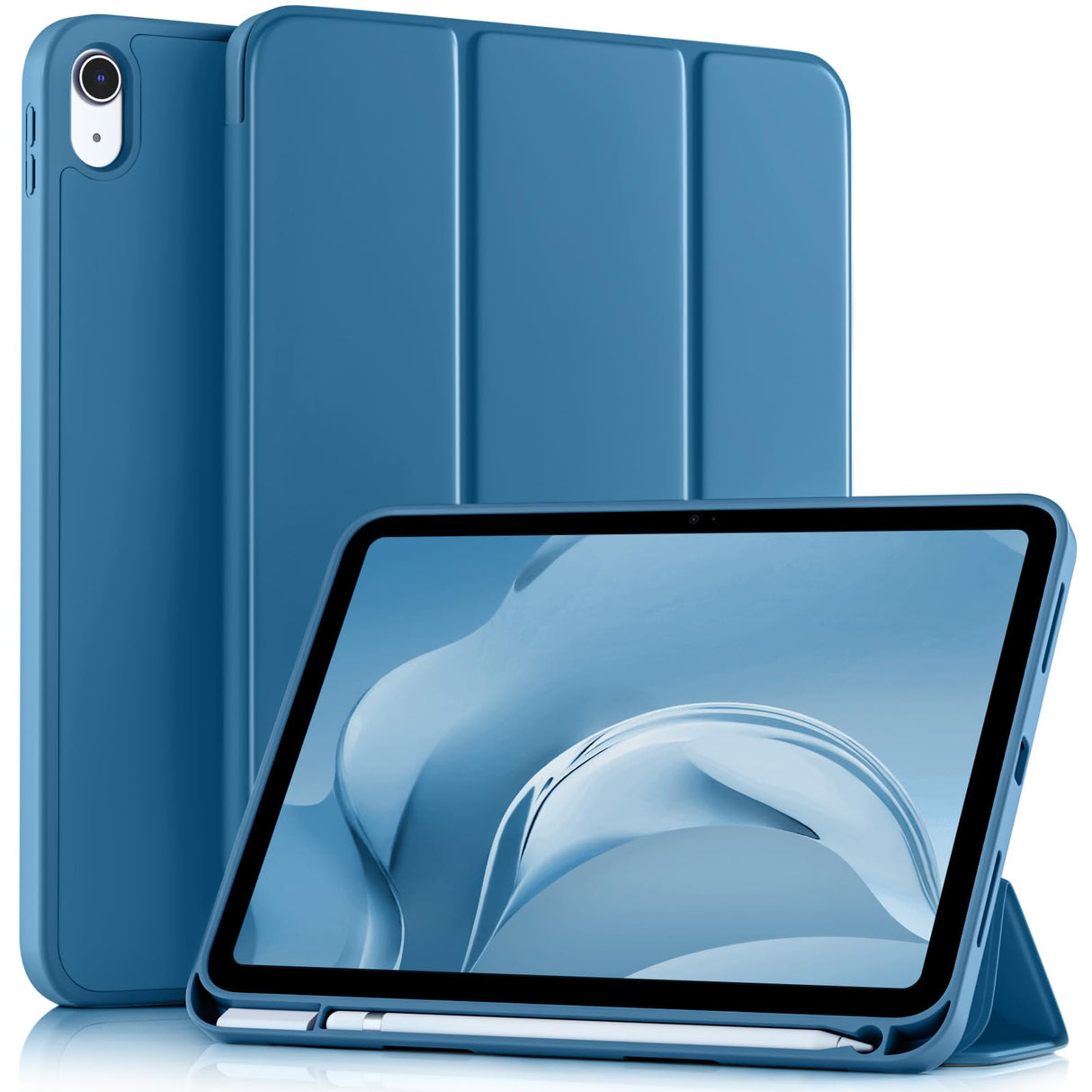 Akkerds Compatible with iPad (A16) 11th Generation Case 11 Inch 2025, for iPad 10th Generation Case 10.9 Inch 2022 with Pencil Holder, Slim Trifold Stand Protective Cover with Soft TPU Back, Bluemist