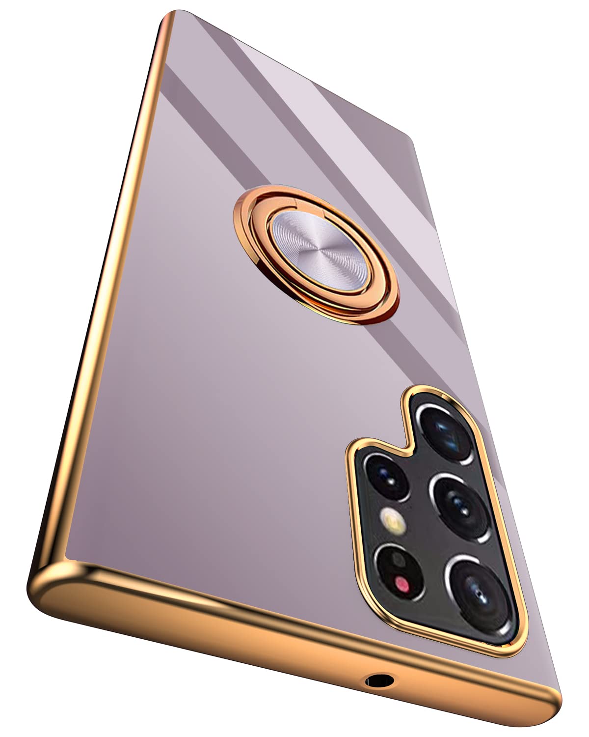 Tnarru Compatible for Samsung Galaxy S22 Ultra Case with Ring Holder Kickstand [with Magnetic] Soft TPU Shockproof Electroplated Protective Phone Case for Galaxy S22 Ultra 5G Purple