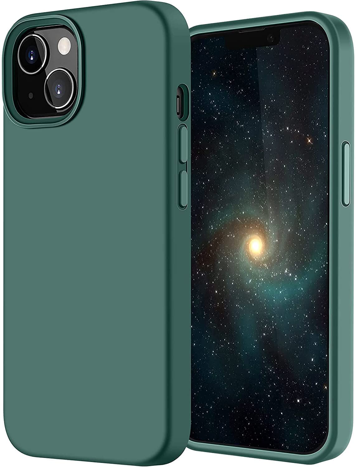 جراب AWH متوافق مع iPhone 13 مقاس 6.1 بوصة، جراب واقٍ من الصدمات من السيليكون السائل، جل مطاطي سائل ناعم، غطاء بلمسة نهائية غير لامعة مصمم لهاتف iPhone 13 مقاس 6.1 بوصة (2021)، أخضر.