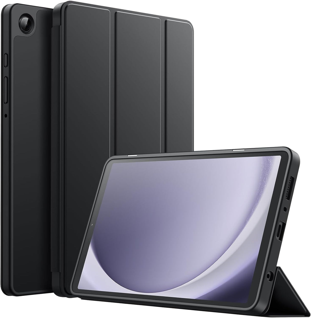 جراب AWH لجهاز Samsung Galaxy Tab A9 مقاس 8.7 بوصة 2023 - هيكل ناعم من مادة TPU، وحامل ثلاثي الطي، وتصميم واقٍ - غطاء أنيق للجهاز اللوحي لمزيد من الراحة والوظائف (أسود)