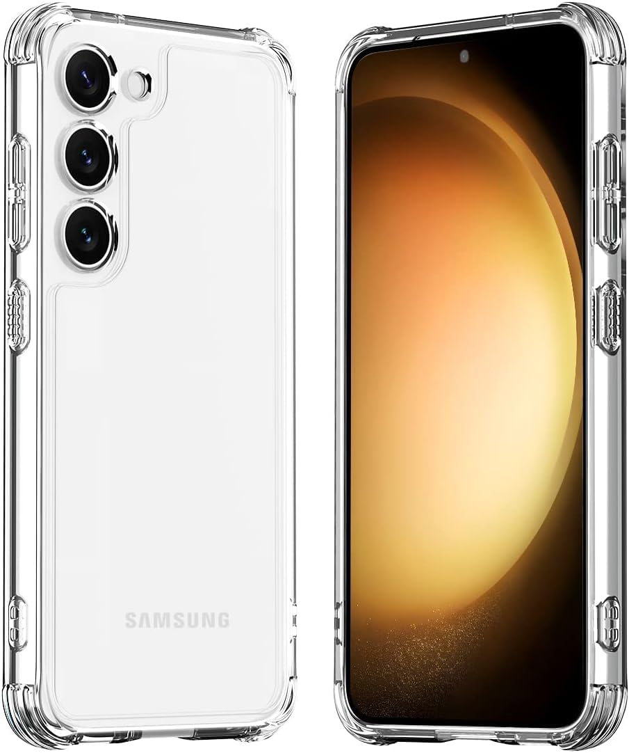 AWH Clear Transparent Samsung Galaxy S23 Plus Case (2023) - Anti-Yellowing Military, Ultra-Thin, Shock Absorption Anti-Scratch Back Cover-Crystal - Clear