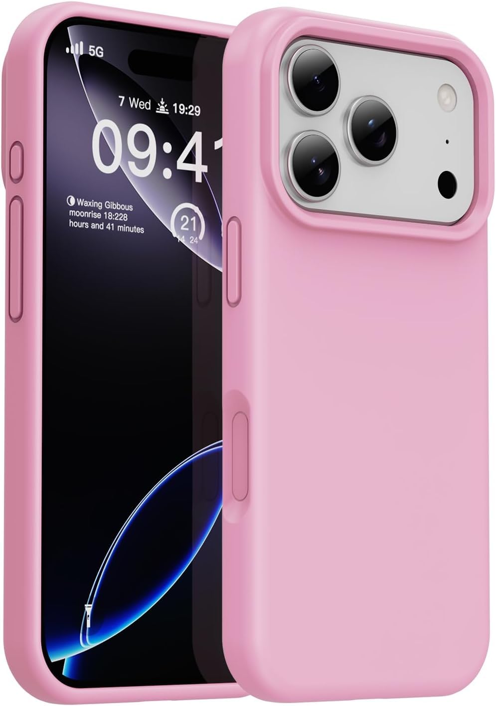 Zubitech Case for IPhone 17 Pro Soft Liquid Silicone Gel Case Full Body Shockproof Protection Matte Finish Cover Soft Microfiber Lining Cushion Slim Back Case for iPhone 17 Pro (Pink)