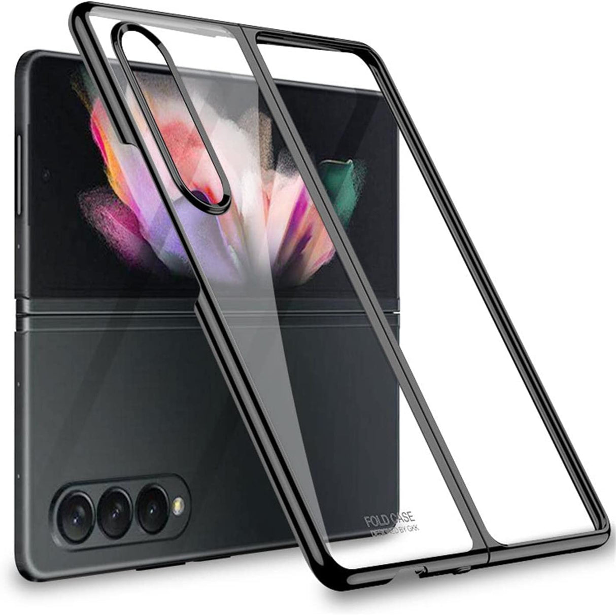 جراب AWH لهاتف Samsung Galaxy Z Fold 4 رفيع للغاية وشفاف مطلي بالكريستال، جراب حماية صلب مضاد للخدش لهاتف Samsung Galaxy Z Fold 4 5G 2022، (شفاف-أسود)