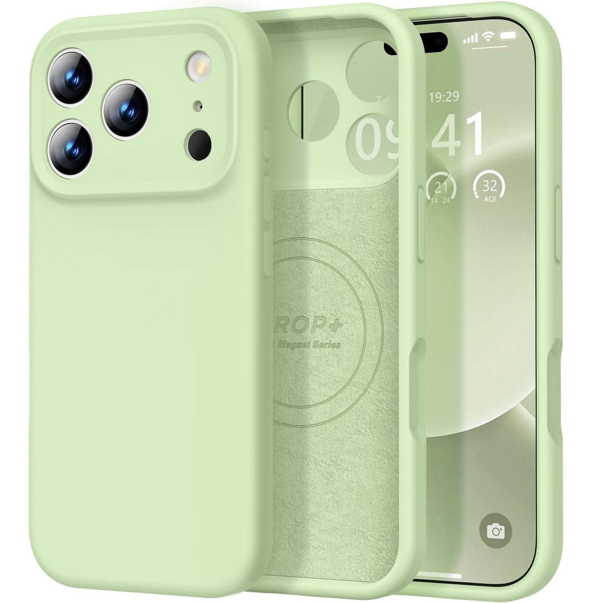 جراب Vooii المغناطيسي المتوافق مع iPhone 17 Pro Max (متوافق مع Magsafe) (حماية مطورة للكاميرا) غطاء حماية كامل الجسم من السيليكون السائل المقاوم للصدمات للنساء والرجال، ماتشا، 6.9 بوصة