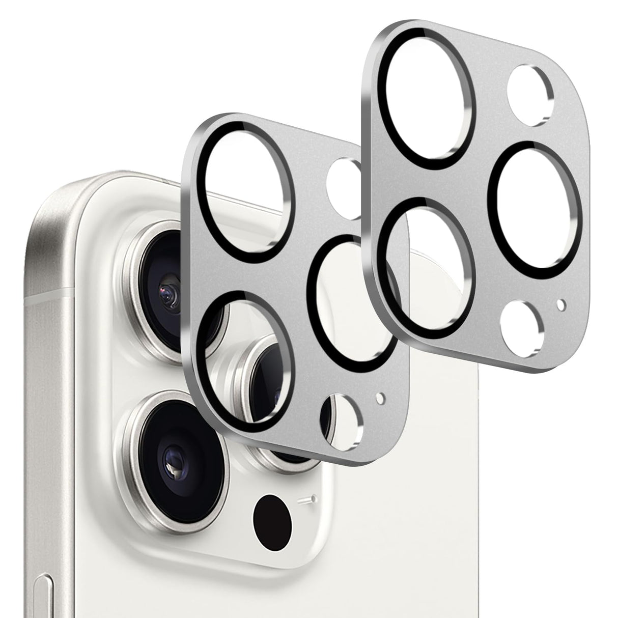 جراب صحارى من زيروداماج، واقي عدسة الكاميرا فليكسي جلاس عالي الدقة [عبوة من قطعتين] لهاتف أبل آيفون 15 برو/15 برو ماكس (2023)، مضاد للخدش ومضاد لبصمات الأصابع، سهل التركيب (أبيض)